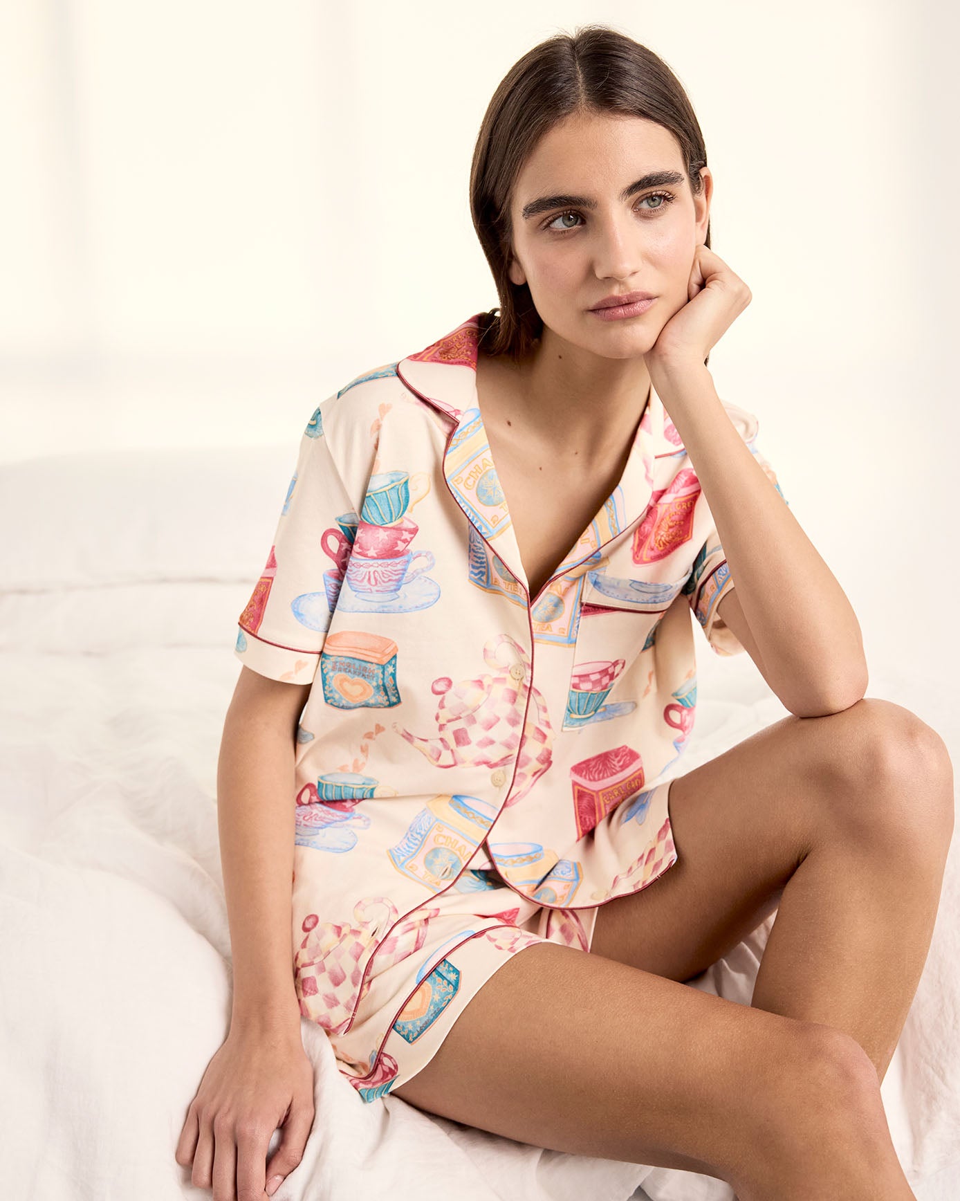 Organic Cotton Tea Party Print Short Pyjama Set