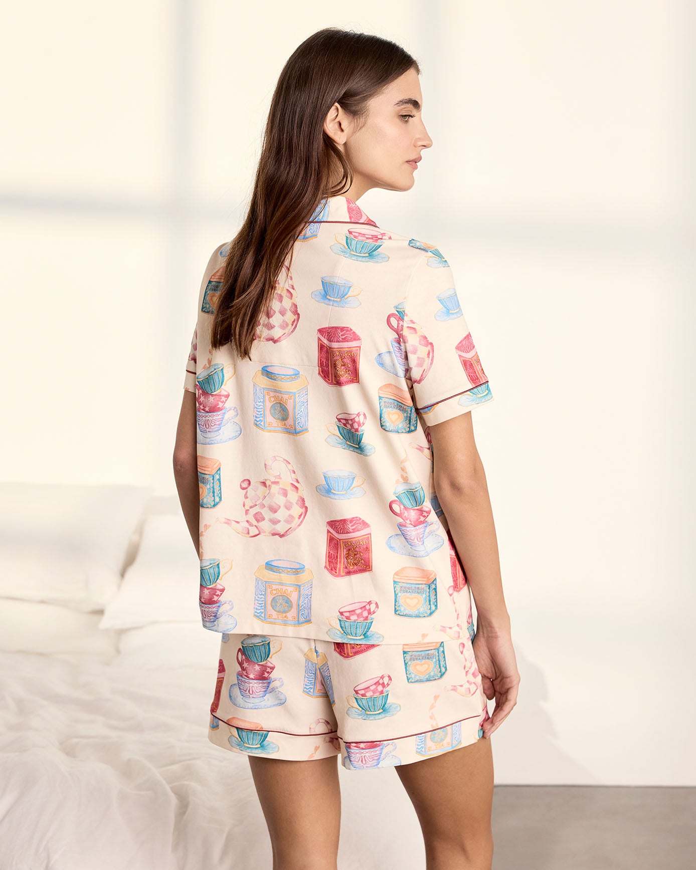 Organic Cotton Tea Party Print Short Pyjama Set