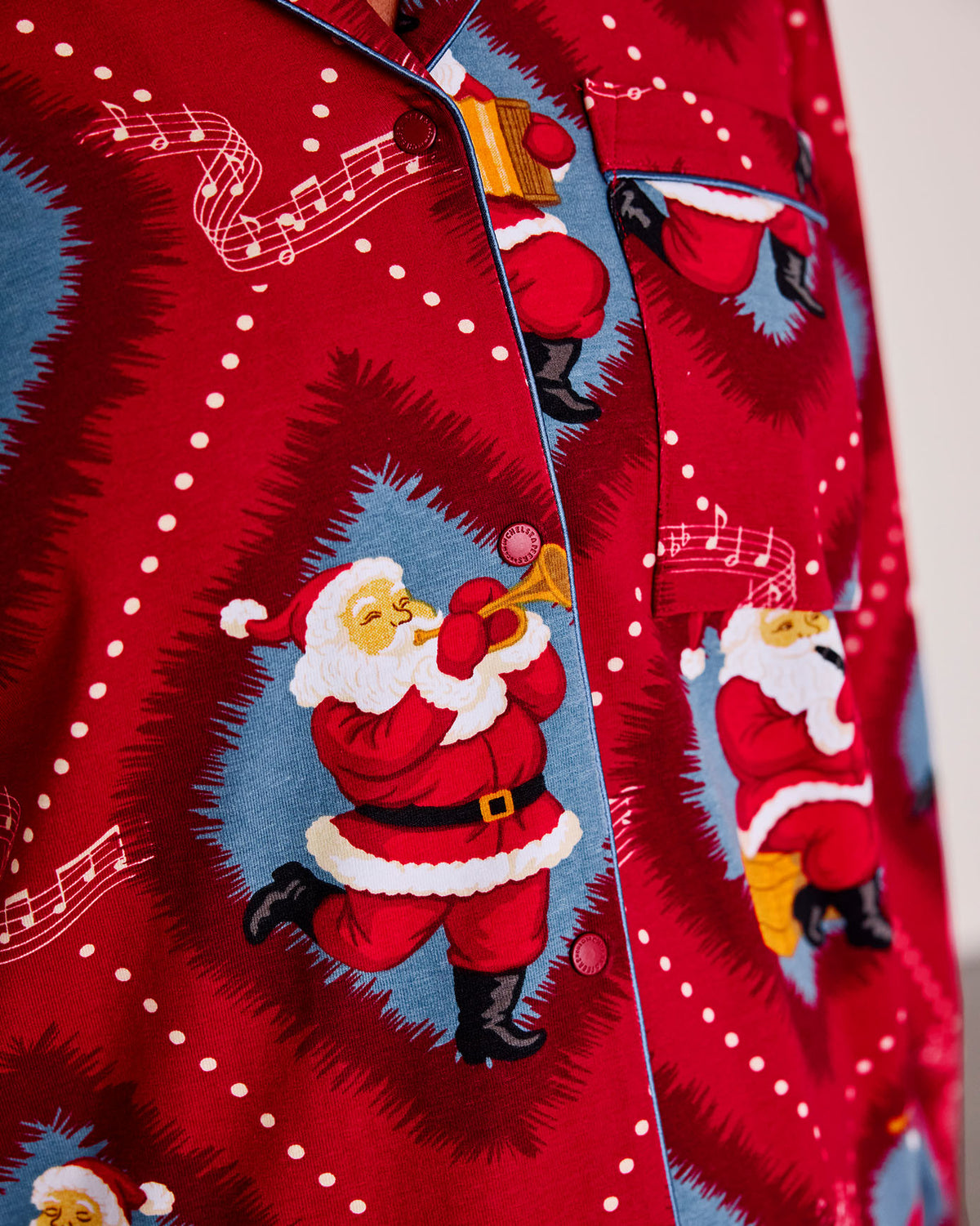 Maternity Organic Cotton Christmas Santa Songbook Print Long Pyjama Set