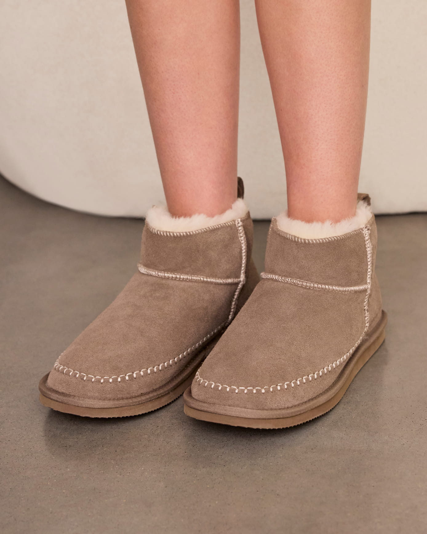 Suede Cowhide Mini Boot - Camel