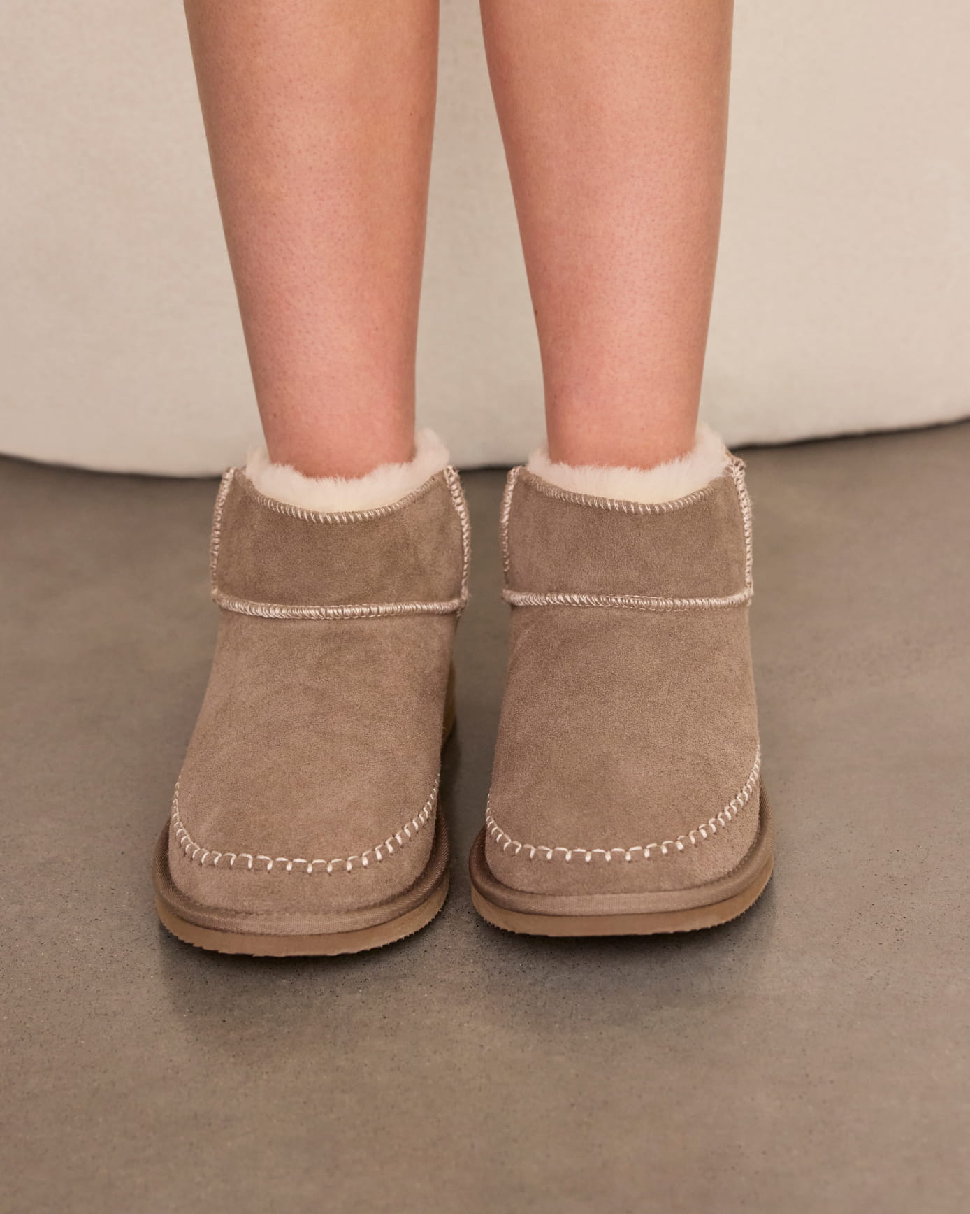 Suede Cowhide Mini Boot - Camel