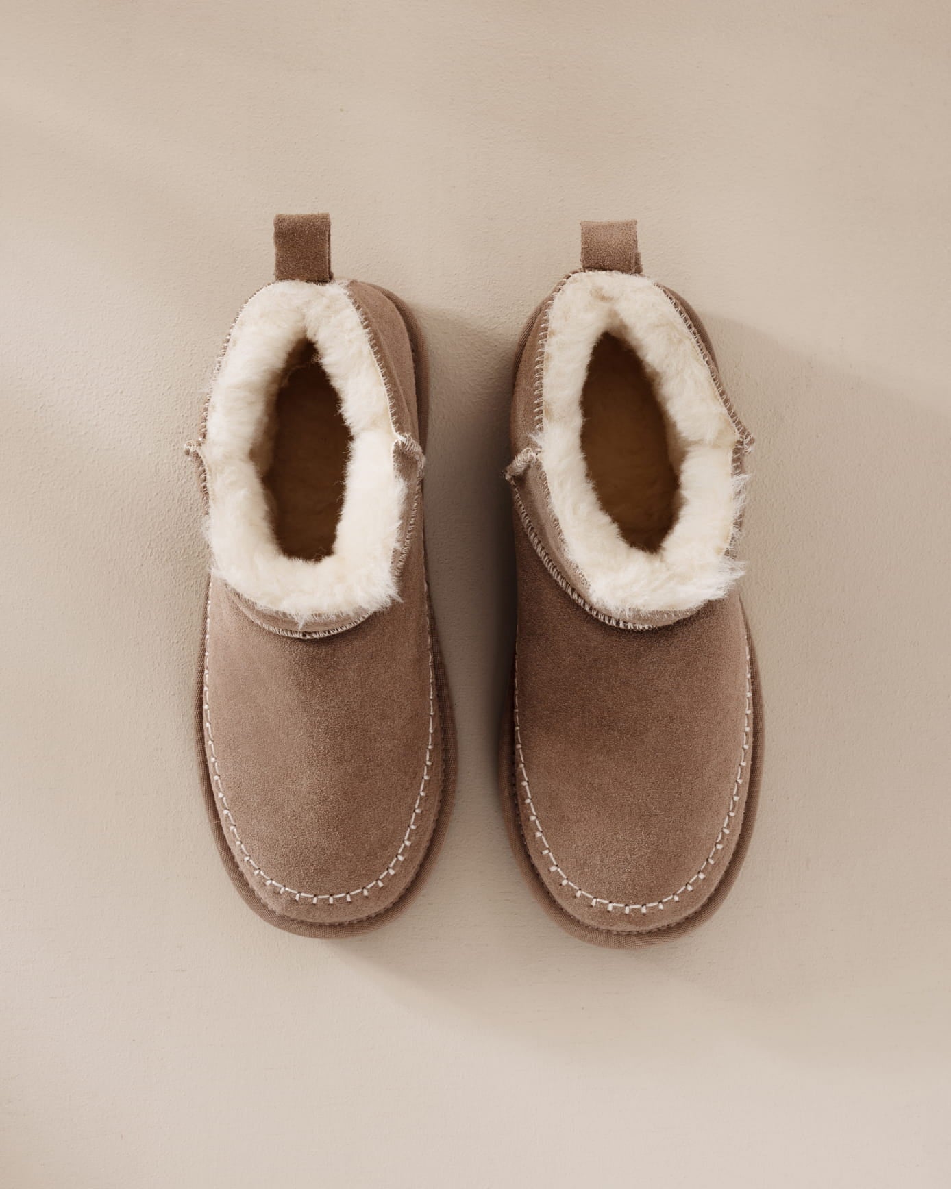 Suede Cowhide Mini Boot - Camel