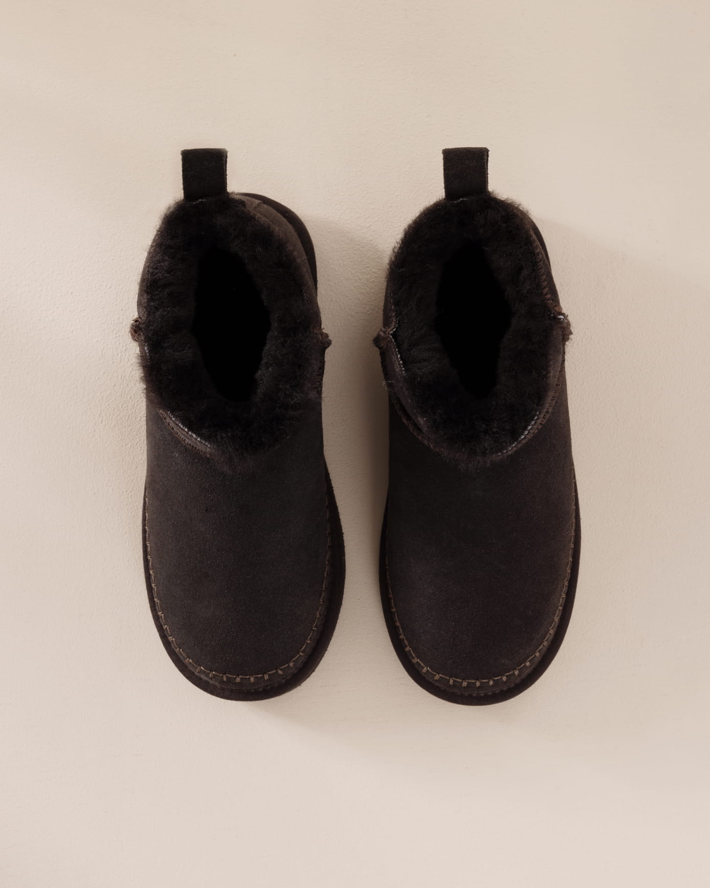 Suede Cowhide Mini Boot Slipper - Brown