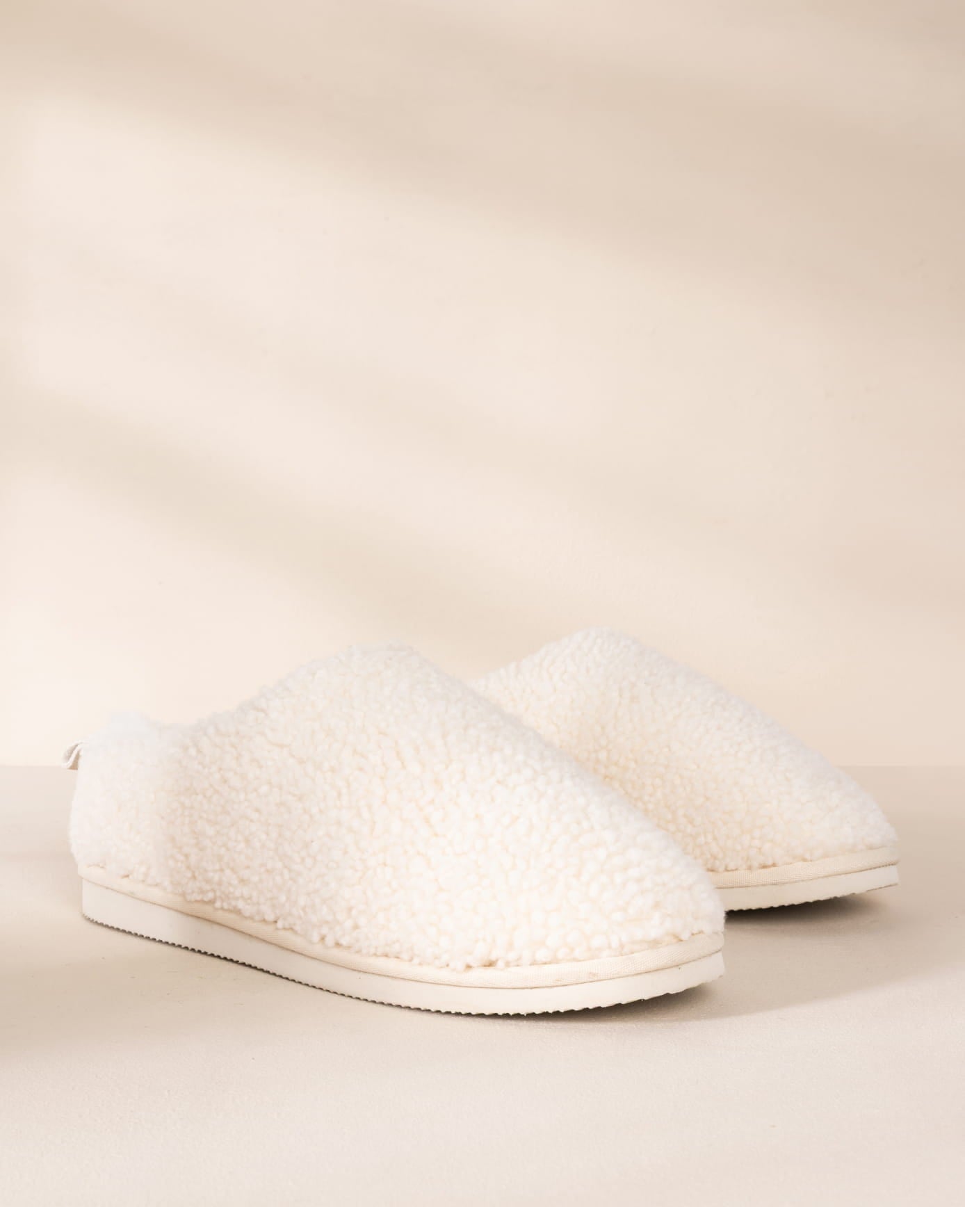 Sheepskin Borg Mule Slippers - Cream