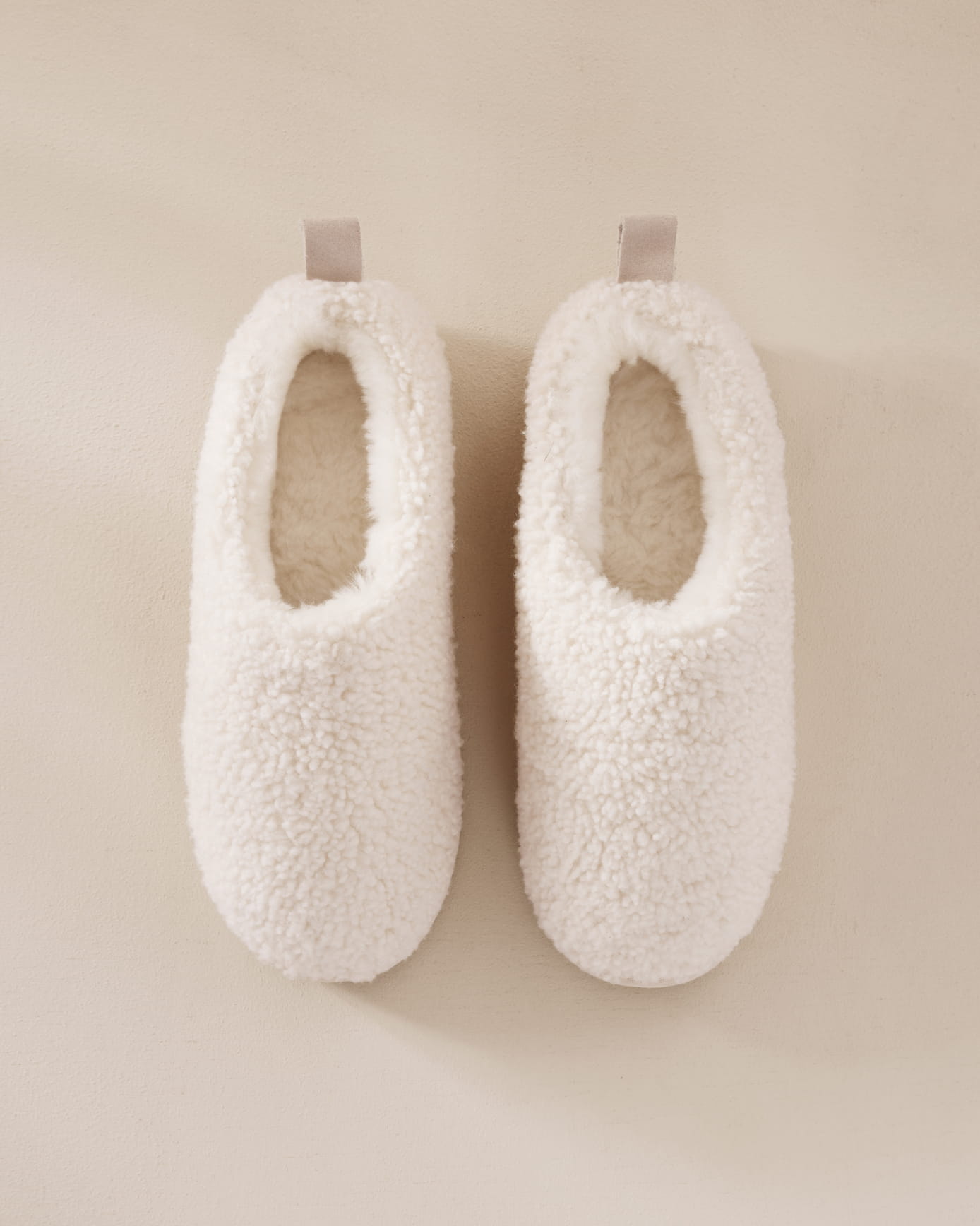 Sheepskin Borg Mule Slippers - Cream