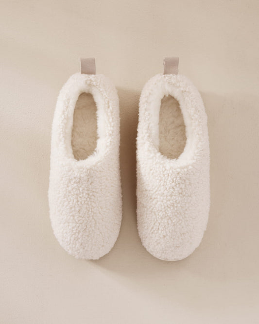 Sheepskin Borg Mule Slippers - Cream