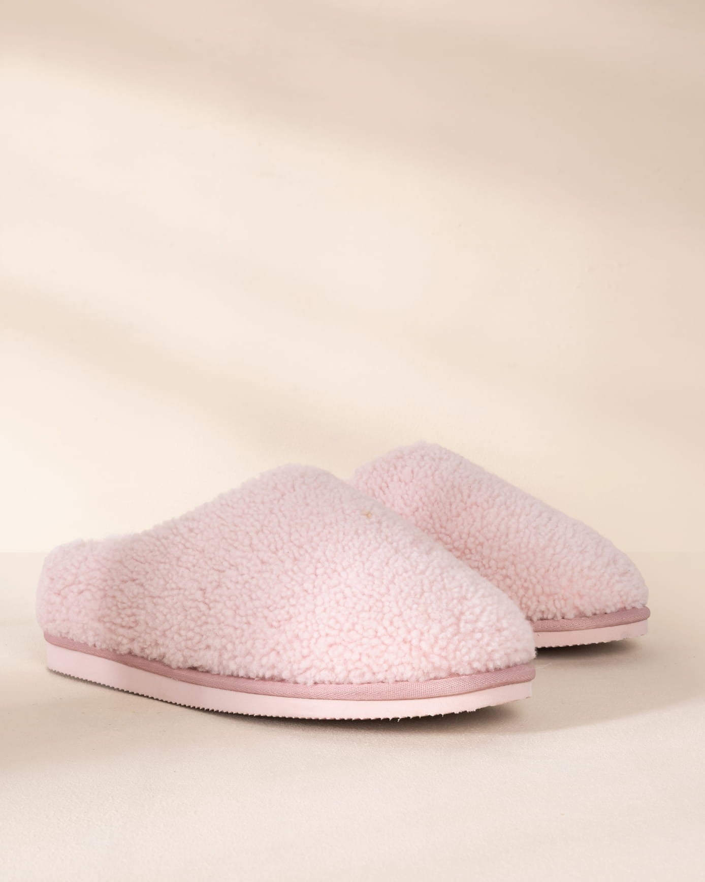 Sheepskin Borg Mule Slippers - Pink