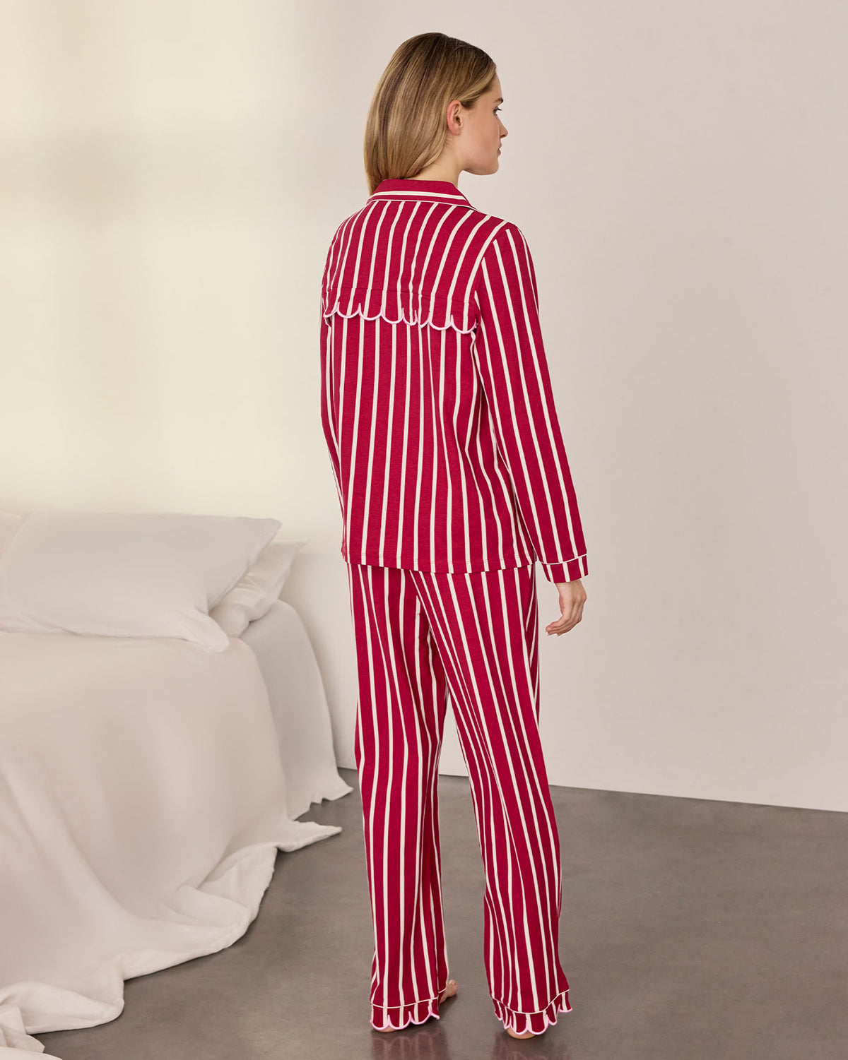 Organic Cotton Embroidered Holly Jolly Christmas Long Pyjama Set
