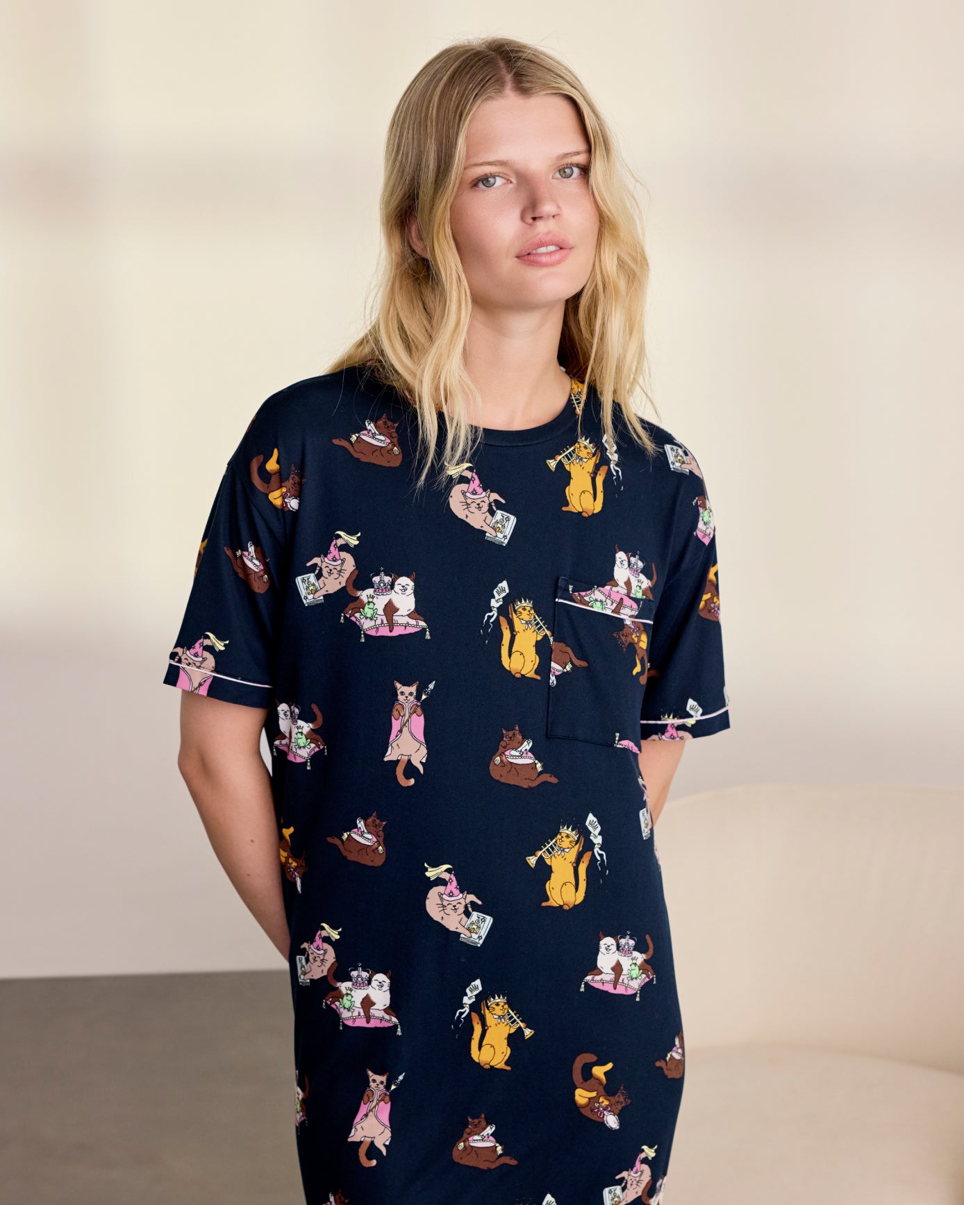 Princess Cats Print Nightshirt