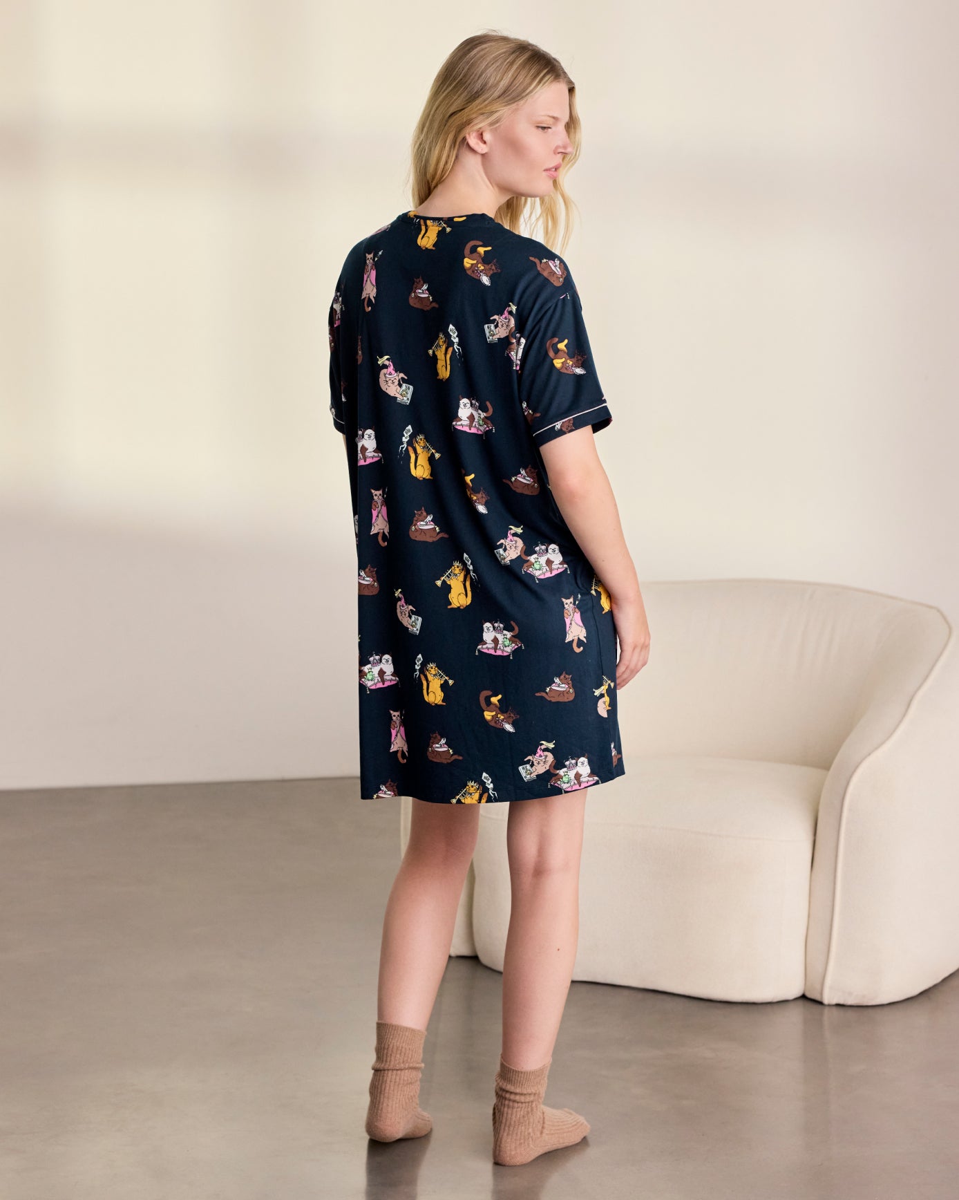 Princess Cats Print Nightshirt
