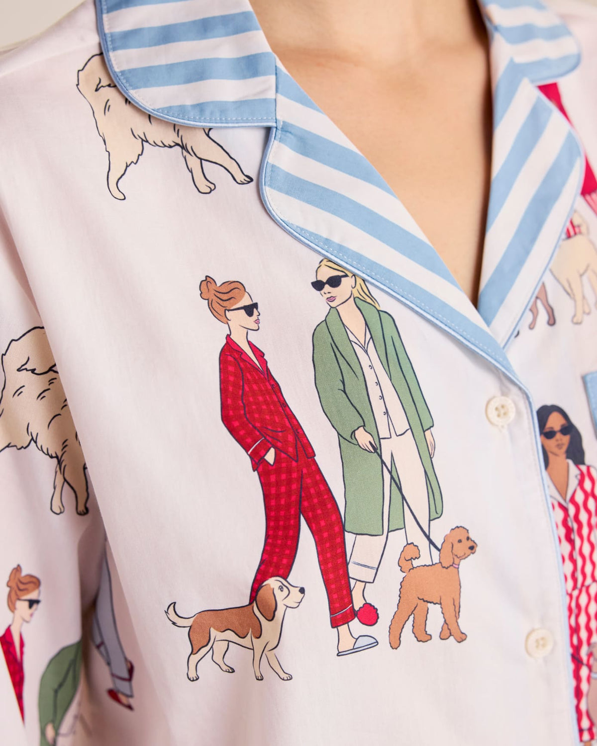 Organic Cotton Dog Walking Print Short Pyjama Set