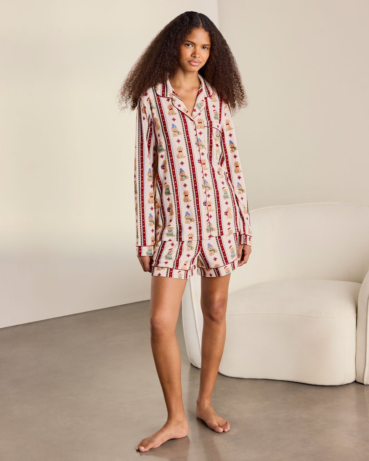 Christmas Chip the Cockapoo Stripe Print Short Pyjama Set
