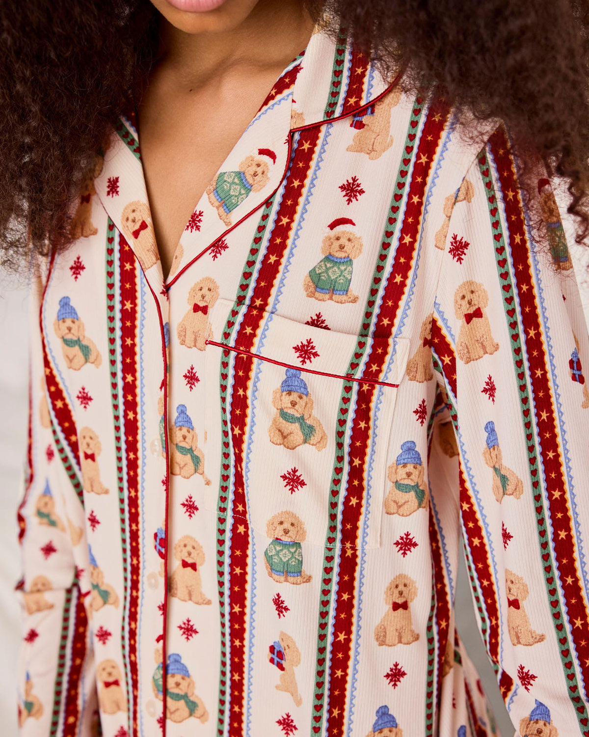 Christmas Chip the Cockapoo Stripe Print Short Pyjama Set
