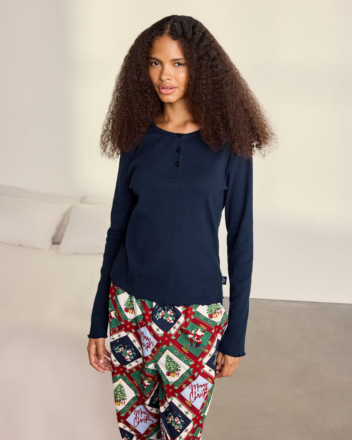 Organic Cotton Christmas Patchwork Print Long Pyjama Set