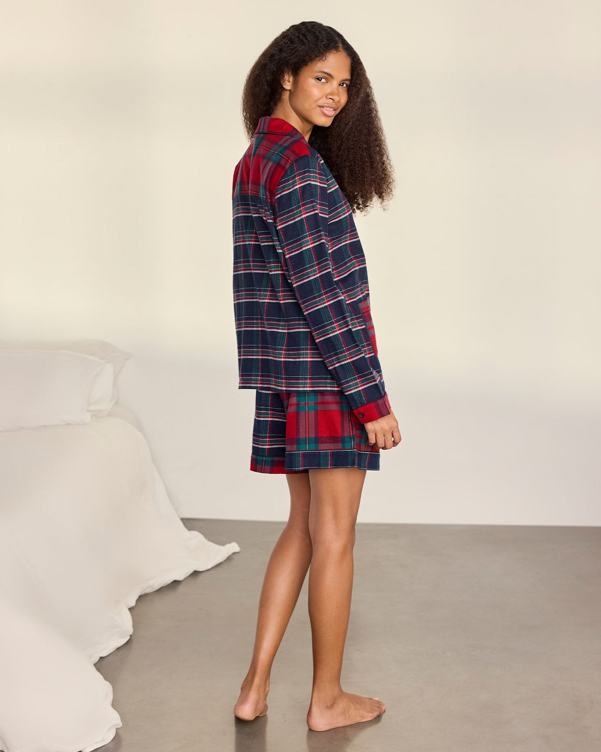 Organic Cotton Contrast Tartan Short Pyjama Set