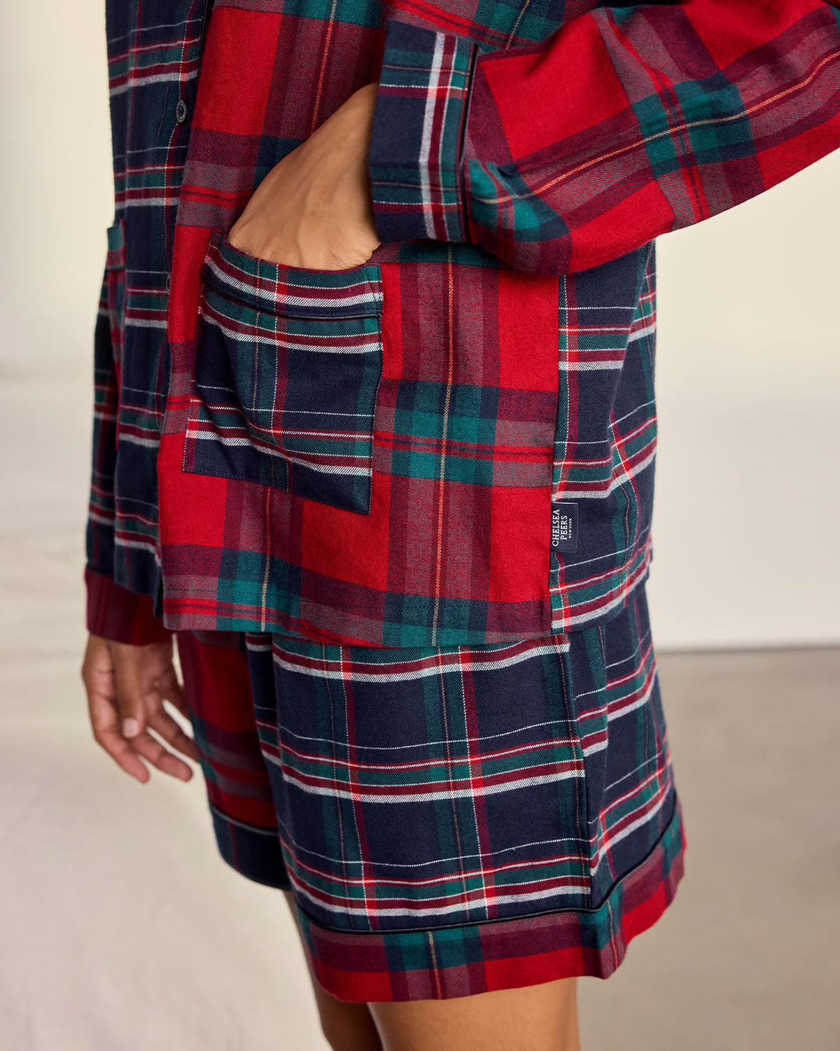 Organic Cotton Contrast Tartan Short Pyjama Set