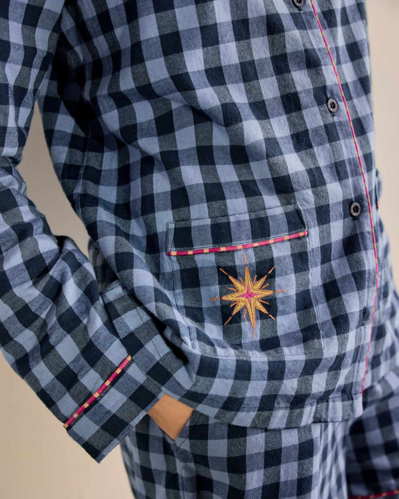 Organic Cotton Embroidered Gingham Under Your Spell Print Short Pyjama Set