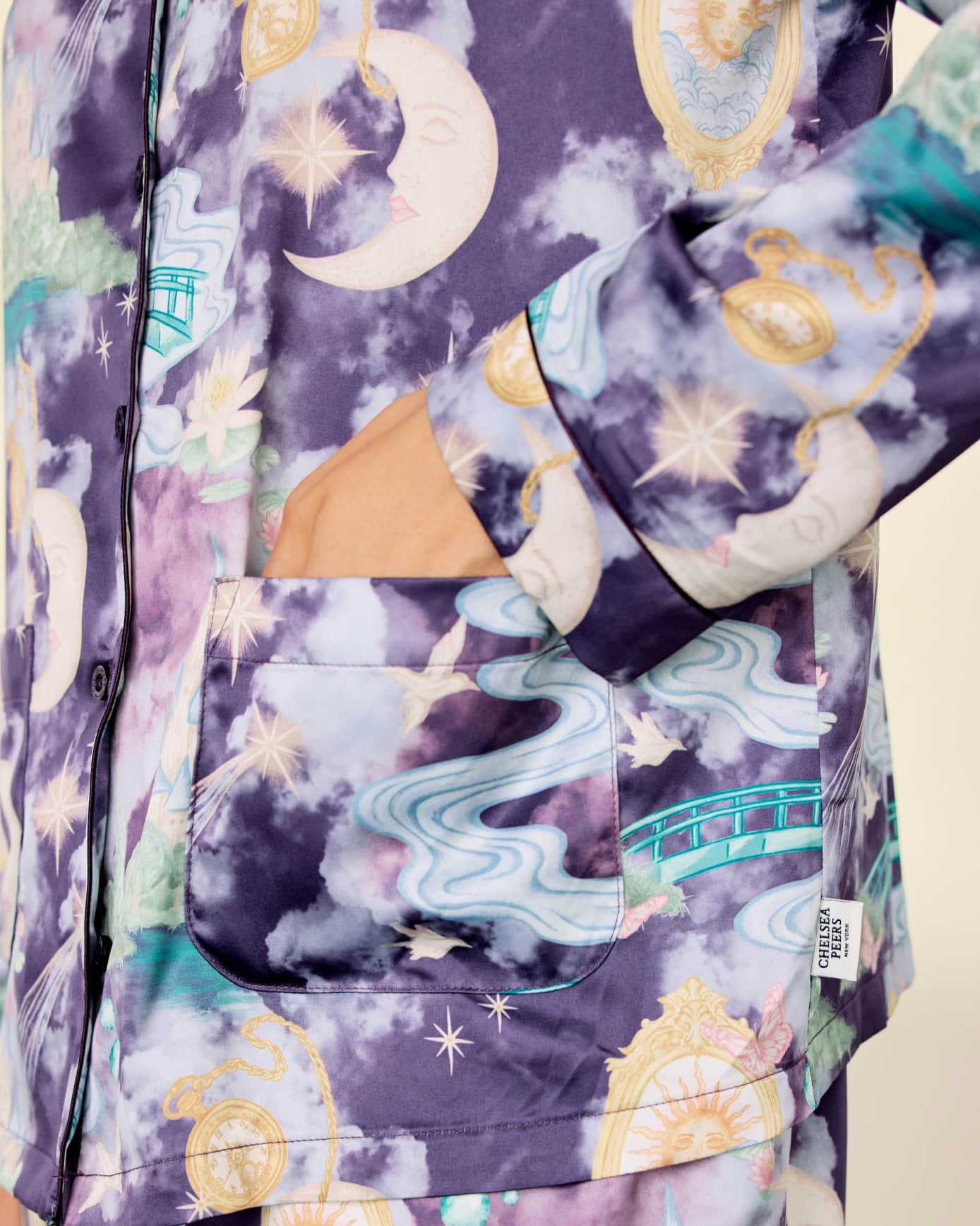 Satin Dreamscape Kingdom Print Long Pyjama Set