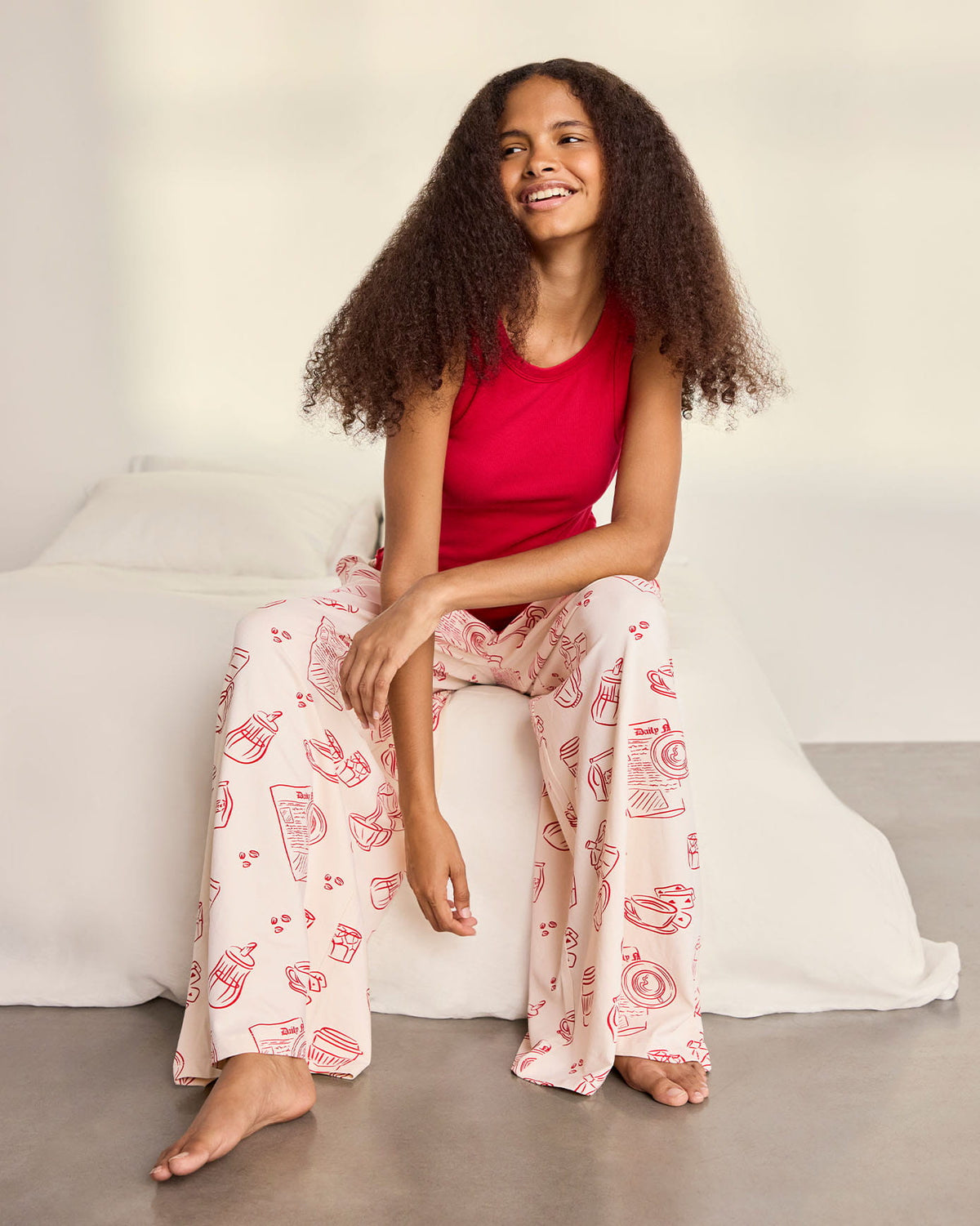 Organic Cotton Coffee Run Print Long Pyjama Set