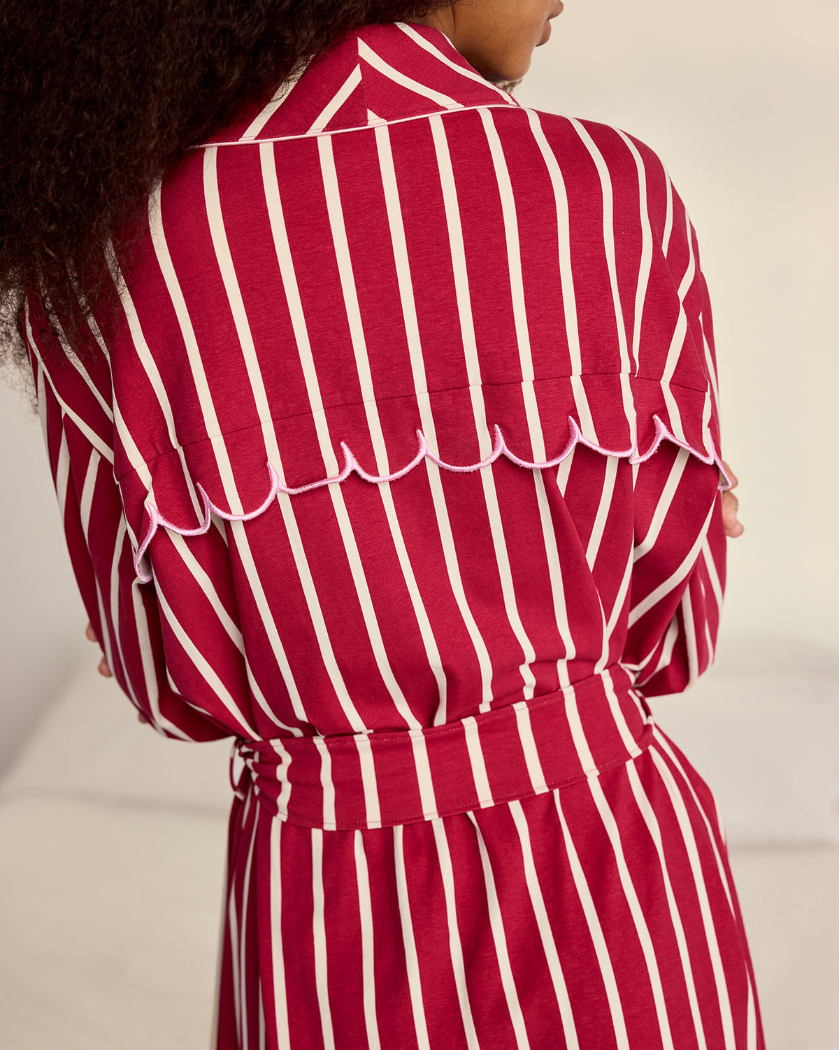 Organic Cotton Christmas Stripe Kimono Dressing Gown