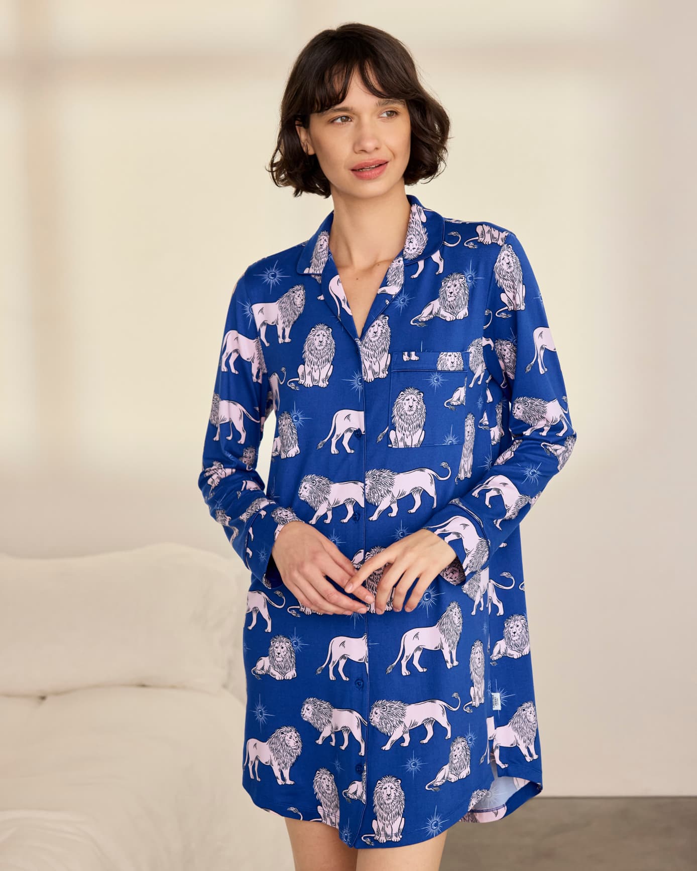 Moonlit Lion Print Nightshirt