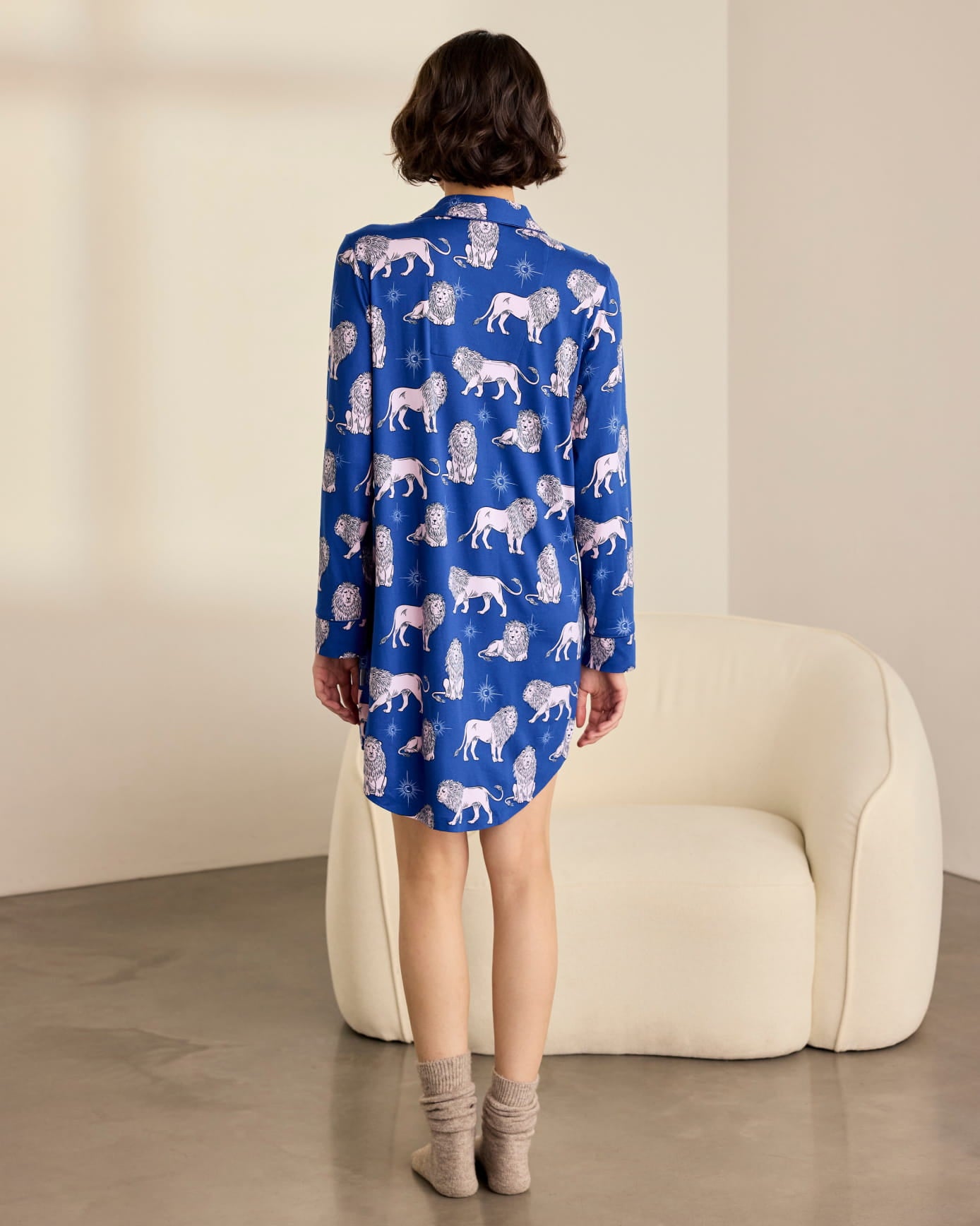 Moonlit Lion Print Nightshirt
