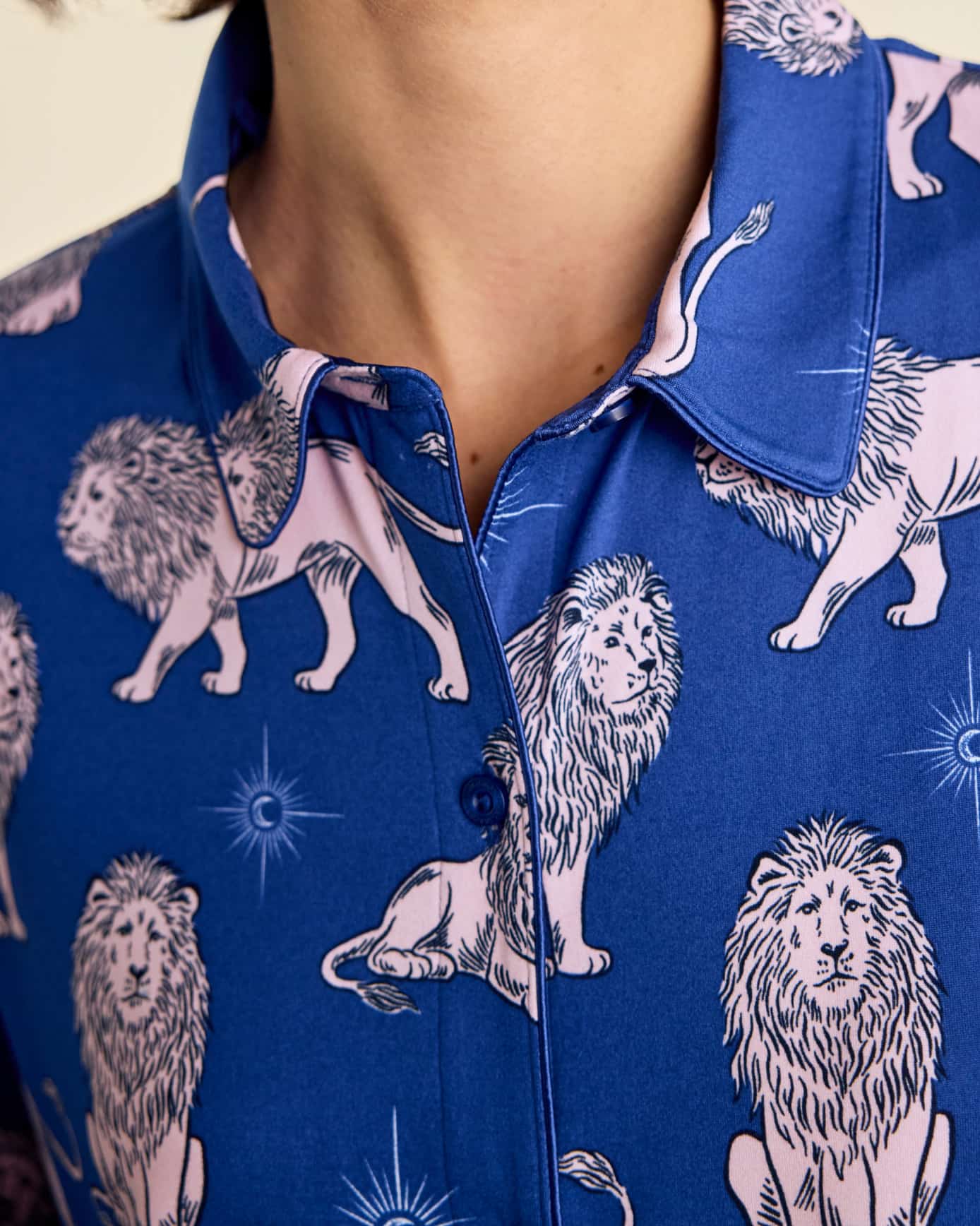Moonlit Lion Print Long Pyjama Set