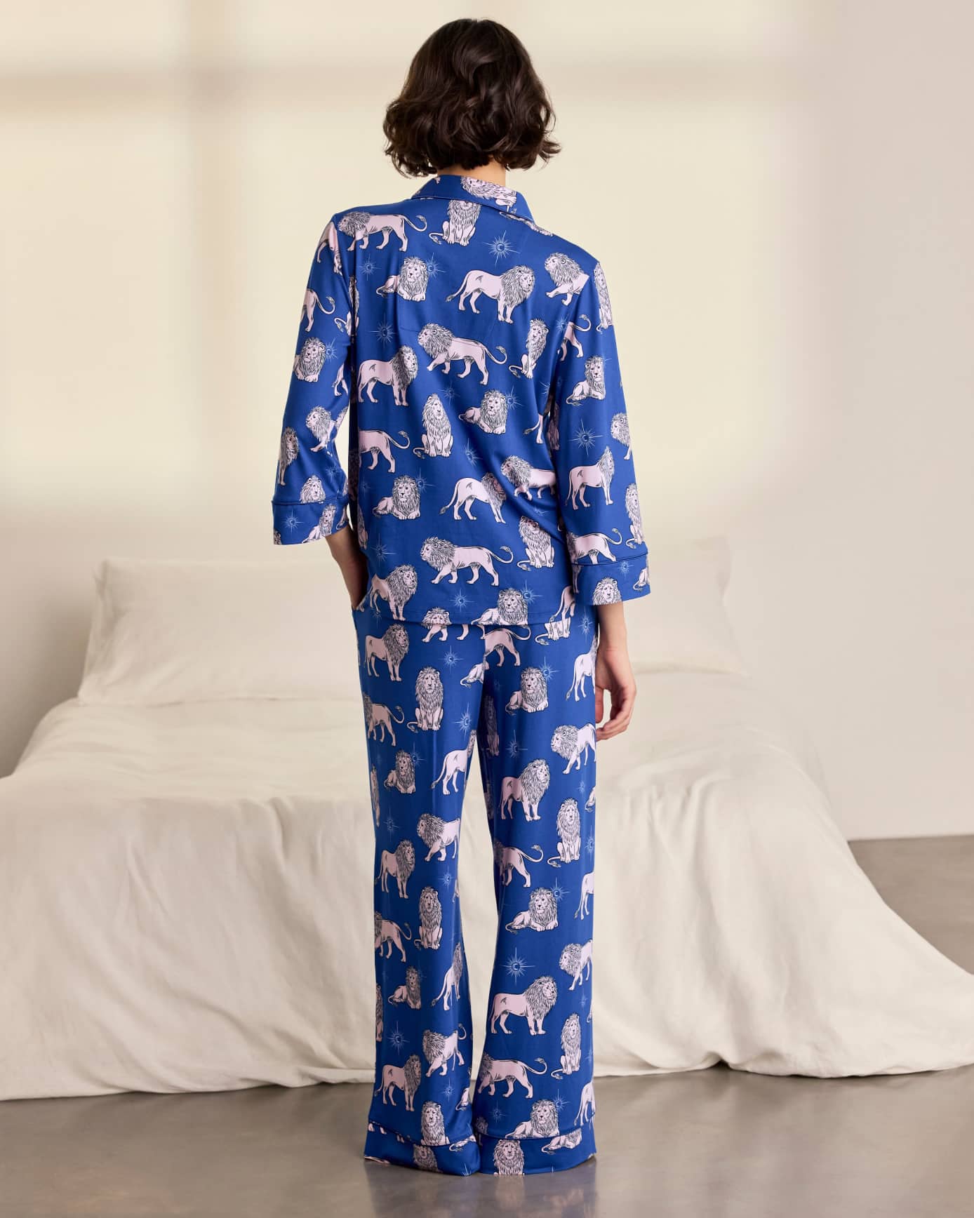 Moonlit Lion Print Long Pyjama Set