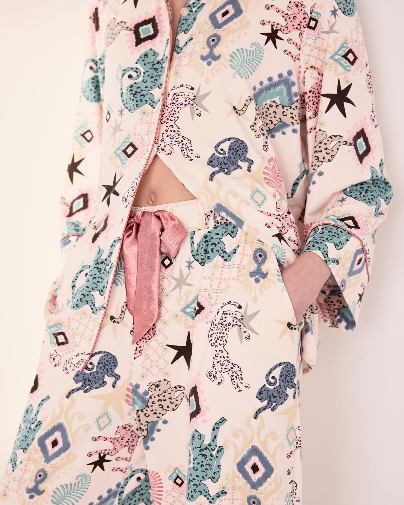 Bohemian Leopard Print Long Pyjama Set