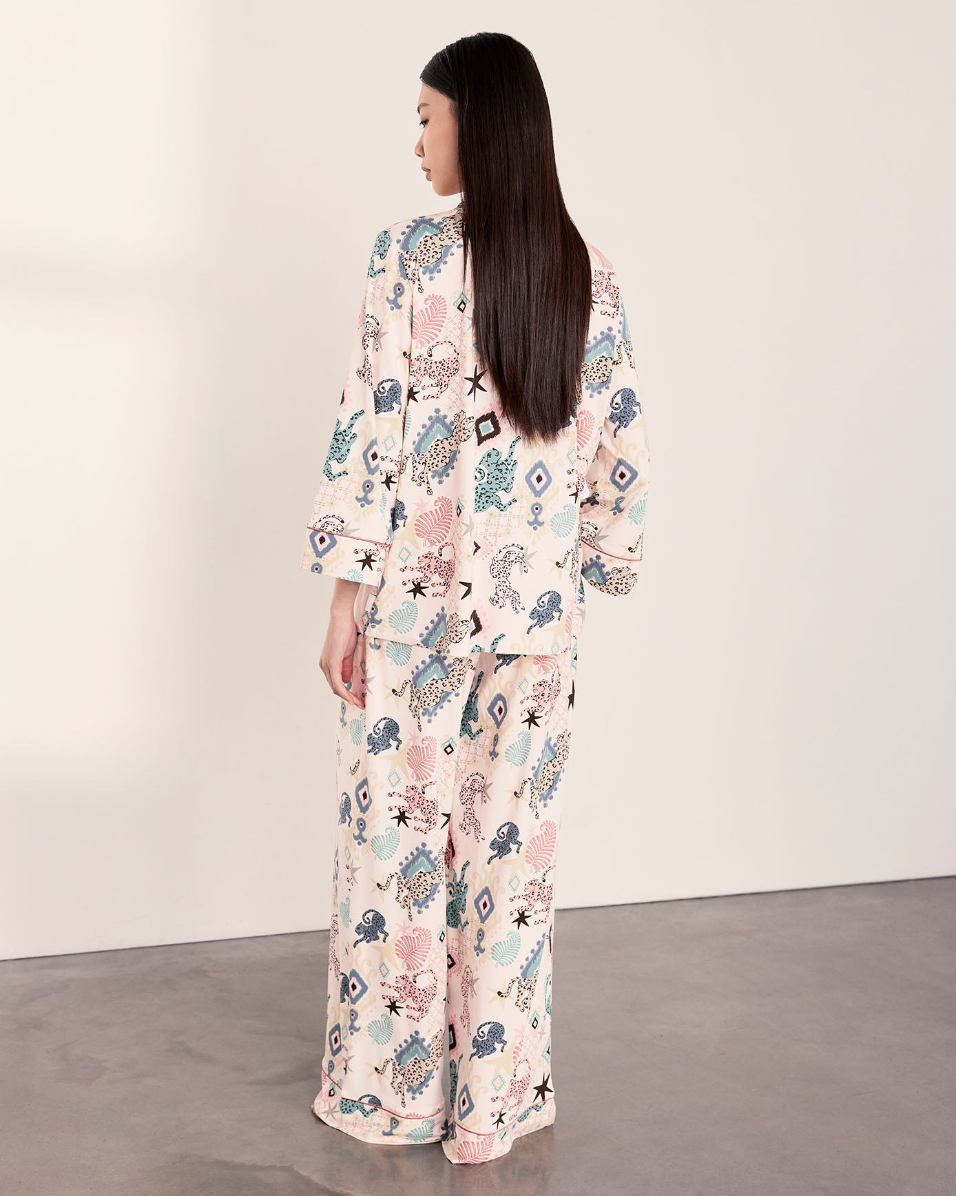 Bohemian Leopard Print Long Pyjama Set