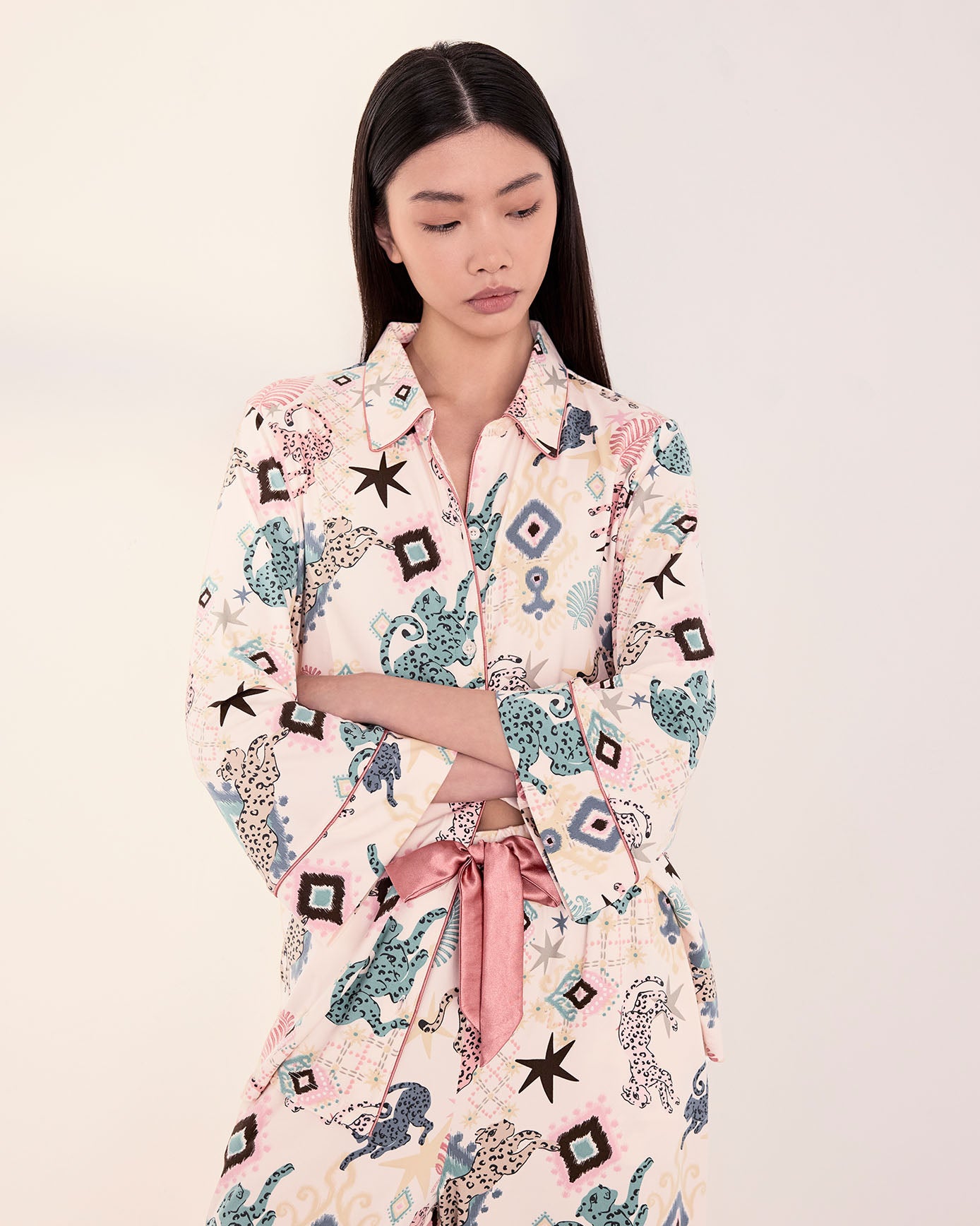Bohemian Leopard Print Long Pyjama Set