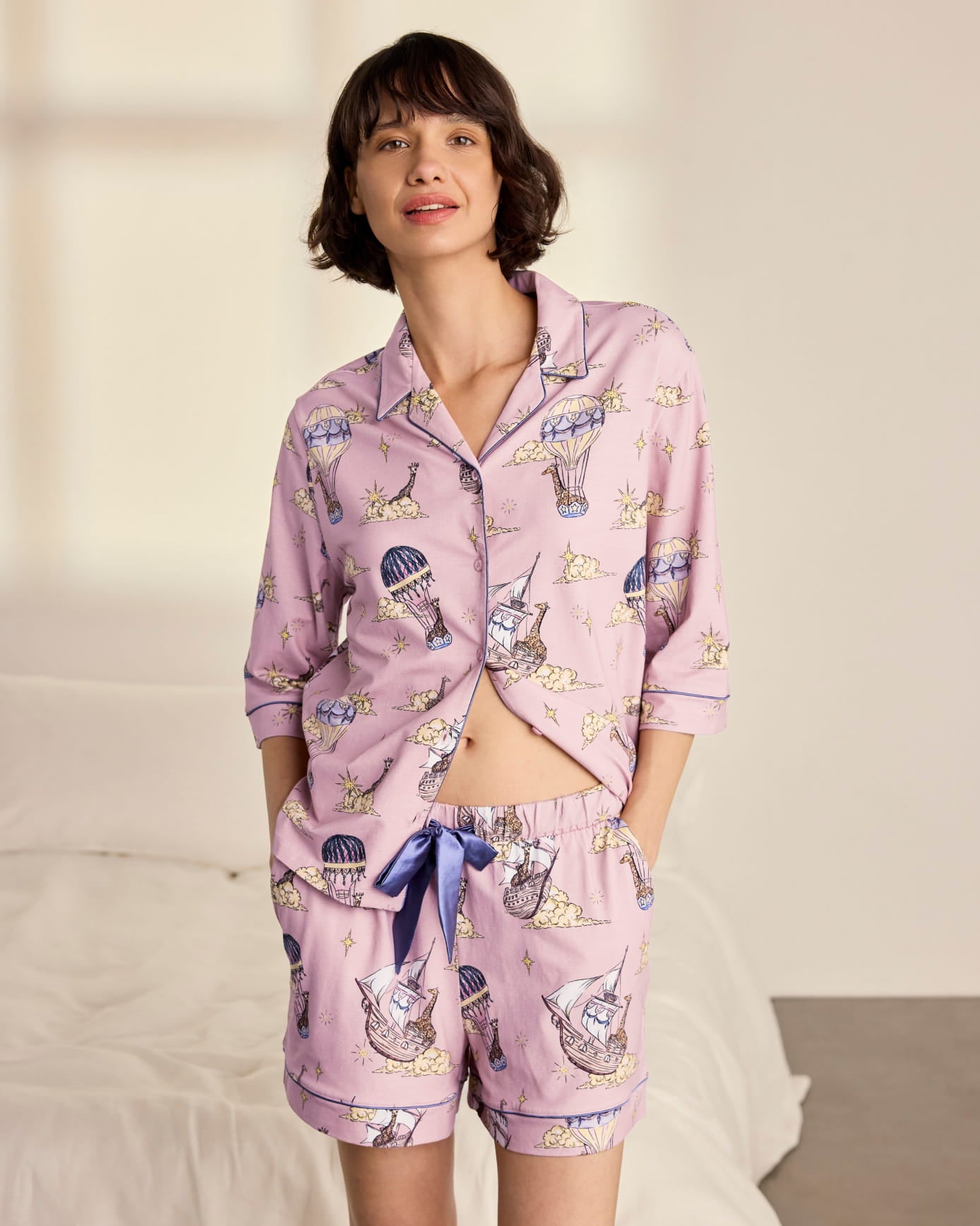 Organic Cotton Giraffe Cloudhopper Print Short Pyjama Set