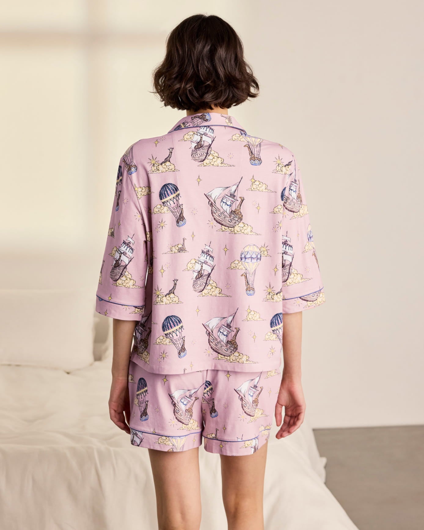 Organic Cotton Giraffe Cloudhopper Print Short Pyjama Set