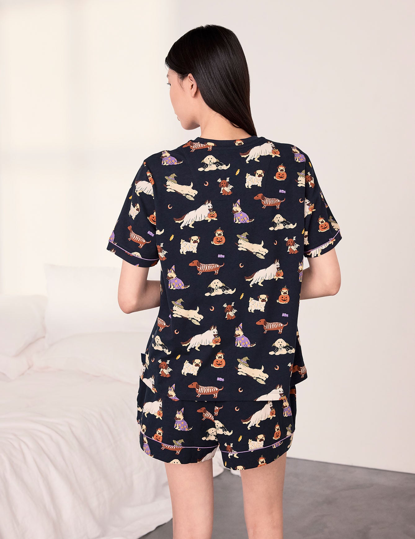 Organic Cotton Halloween Dogs Print Short Pyjama Set