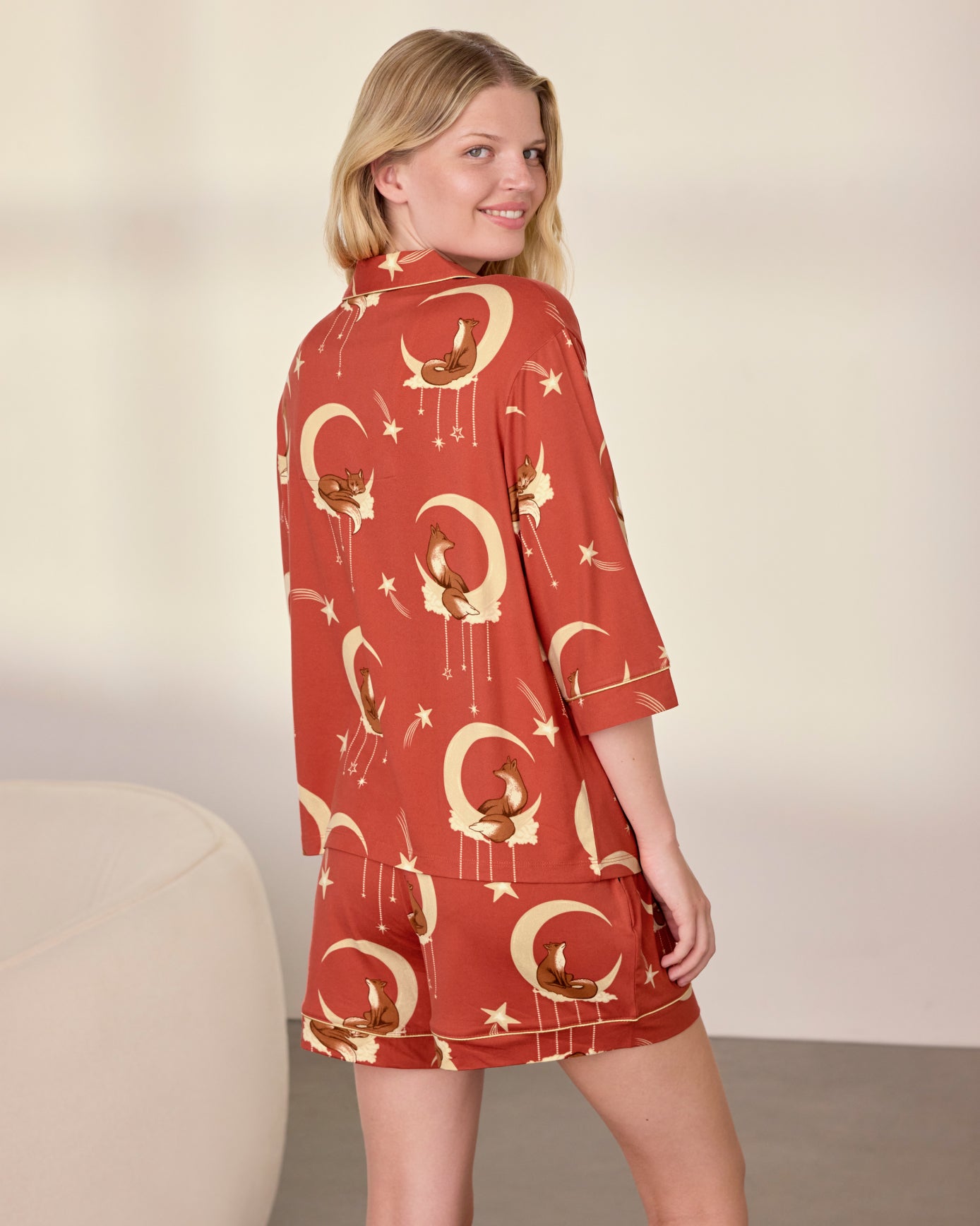 Lunar Foxes Print Short Pyjama Set