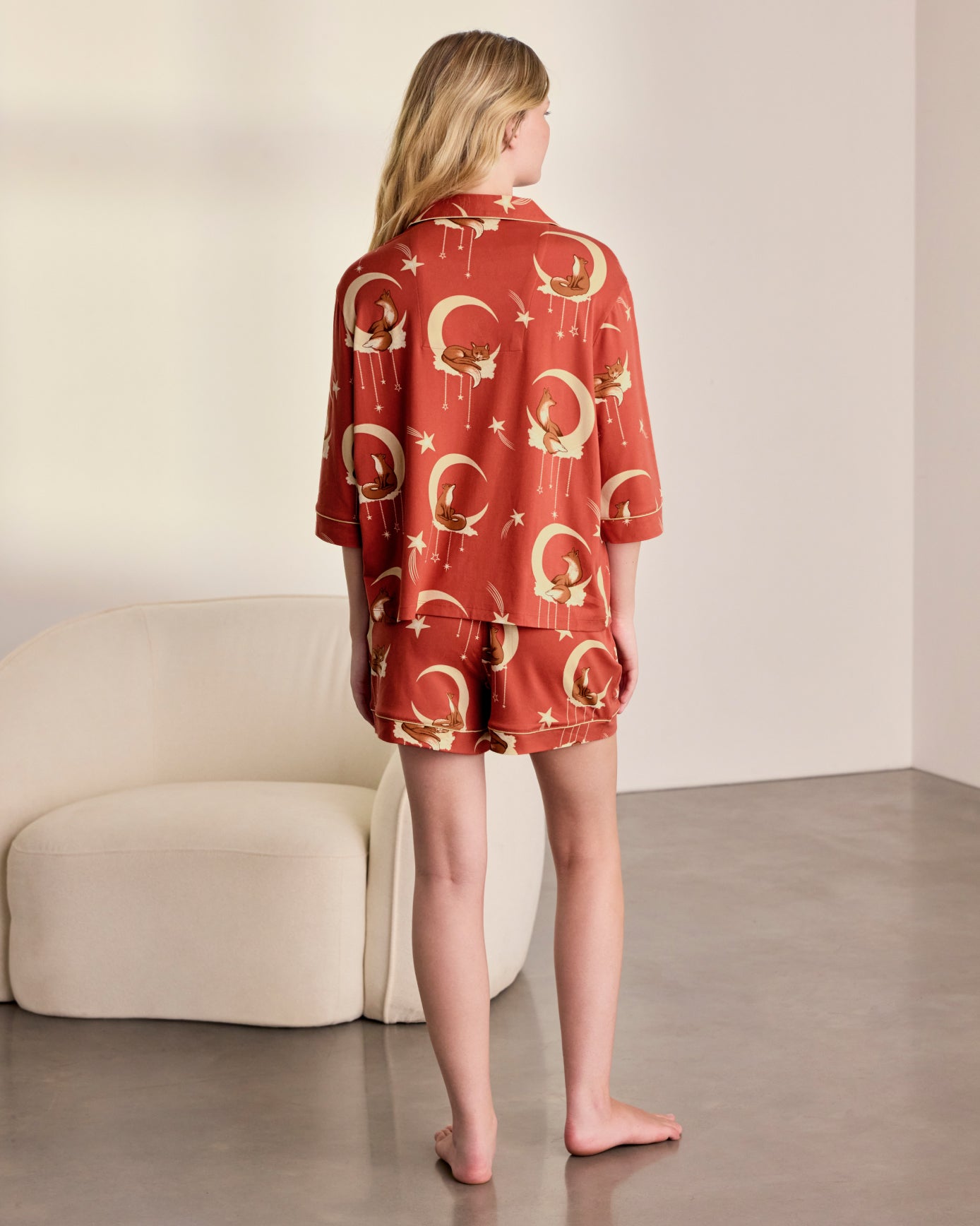 Lunar Foxes Print Short Pyjama Set