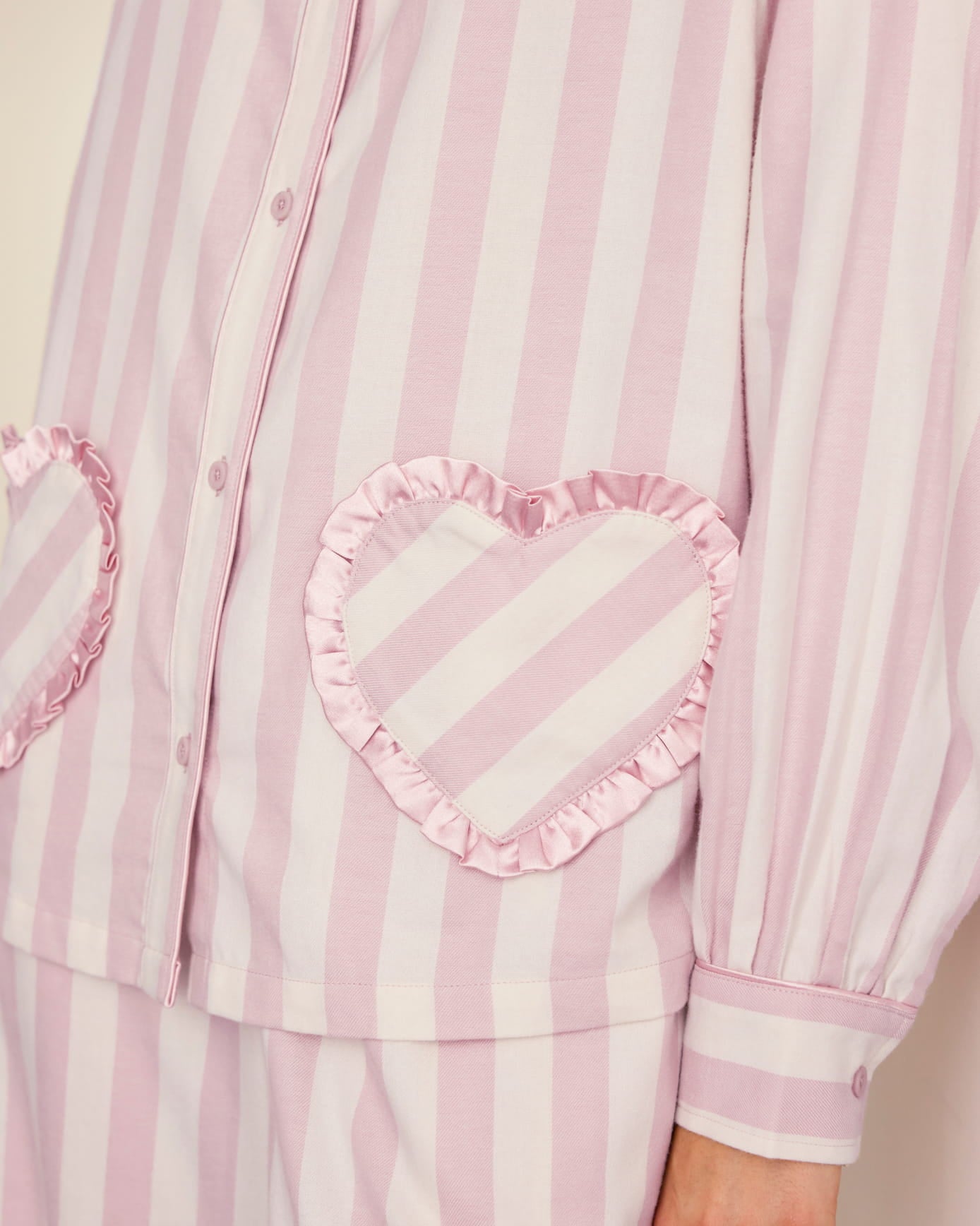 Organic Cotton Ruffle Heart Stripe Long Pyjama Set