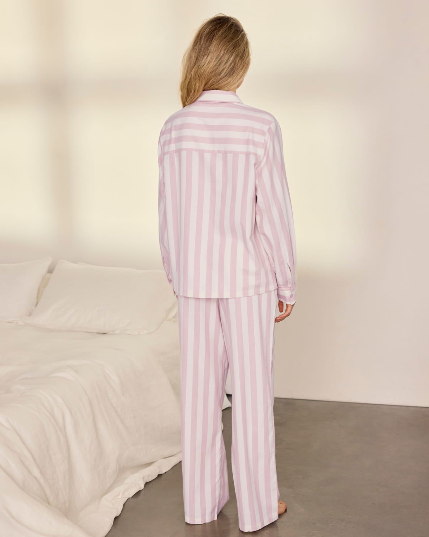 Organic Cotton Ruffle Heart Stripe Long Pyjama Set