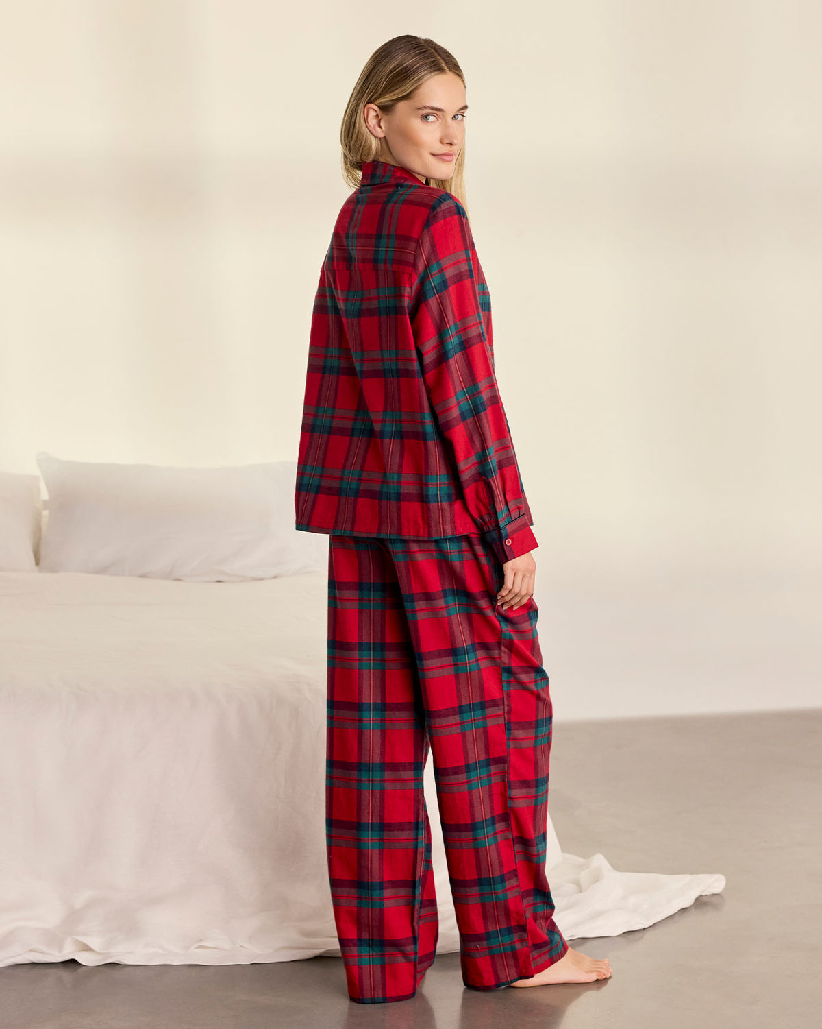 Organic Cotton Embroidered Chip The Cockapoo Tartan Long Pyjama Set
