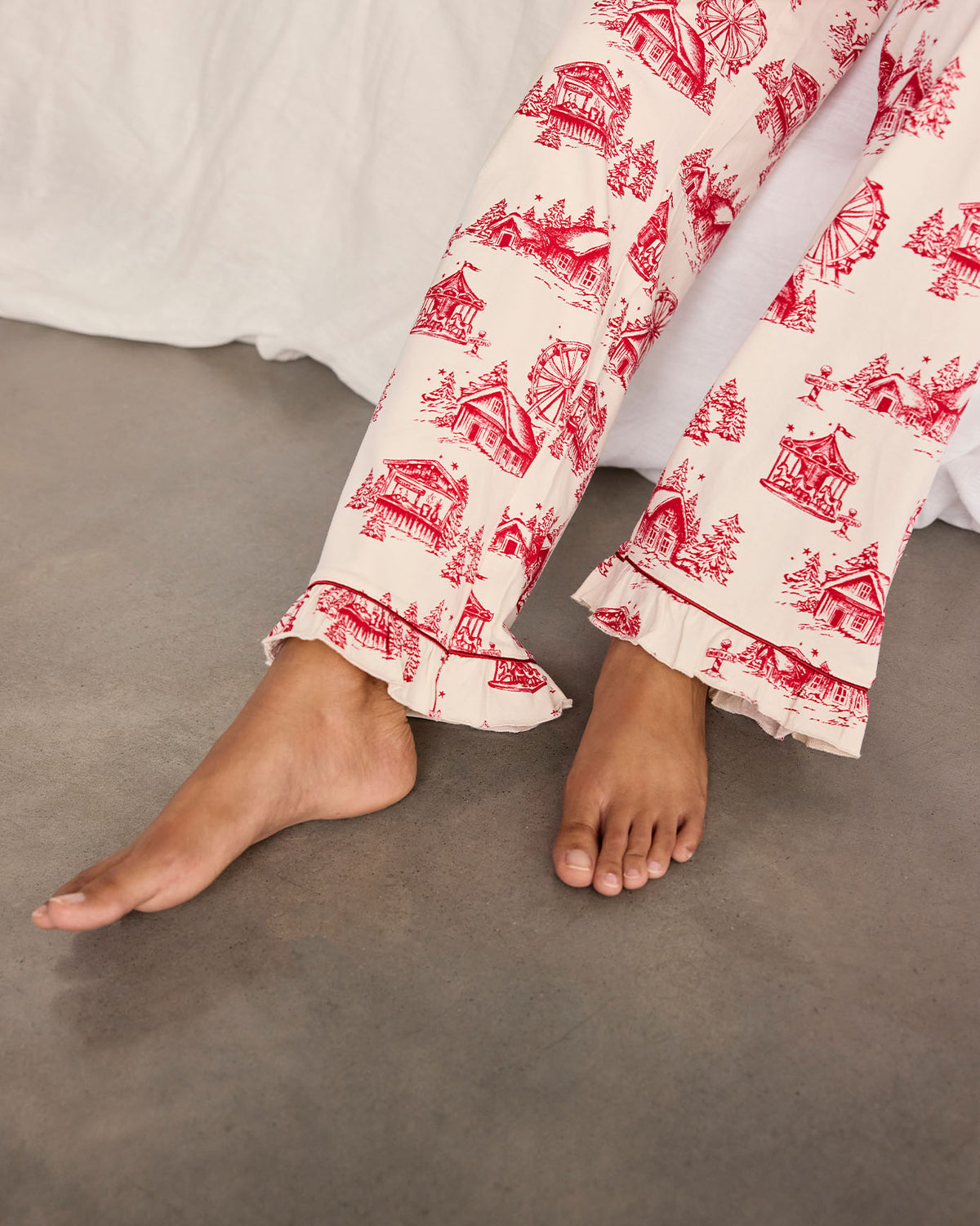Organic Cotton Christmas Village Print Long Pyjama Set