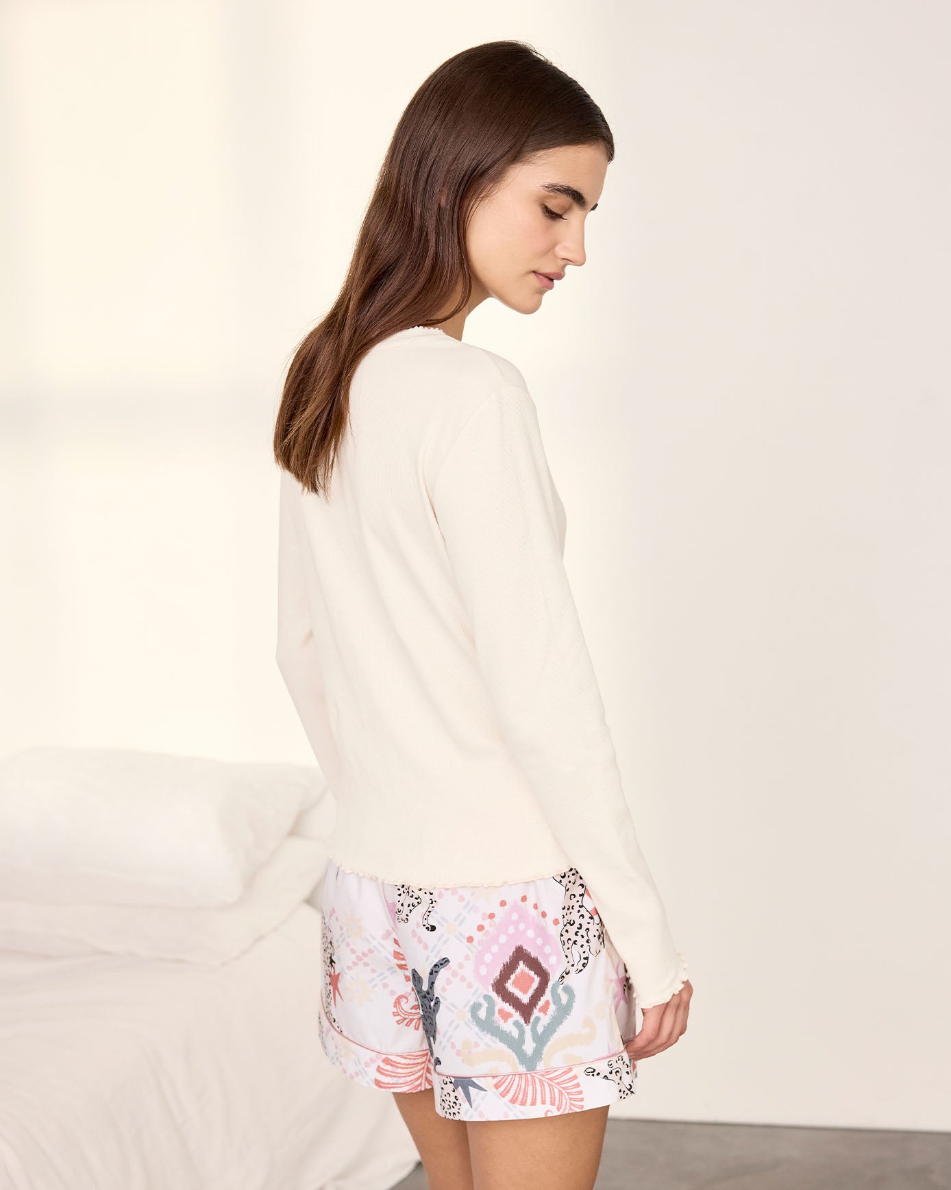 Pointelle & Organic Cotton Bohemian Leopard Print Short Pyjama Set