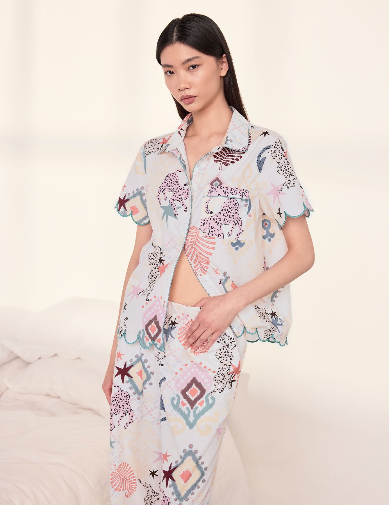 Organic Cotton Bohemian Leopard Print Long Pyjama Set