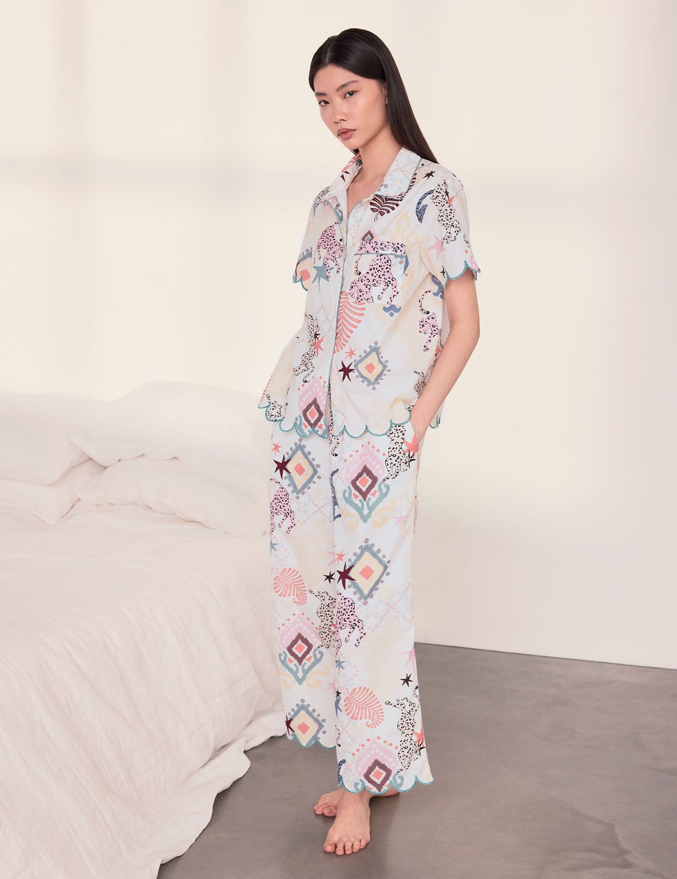 Organic Cotton Bohemian Leopard Print Long Pyjama Set