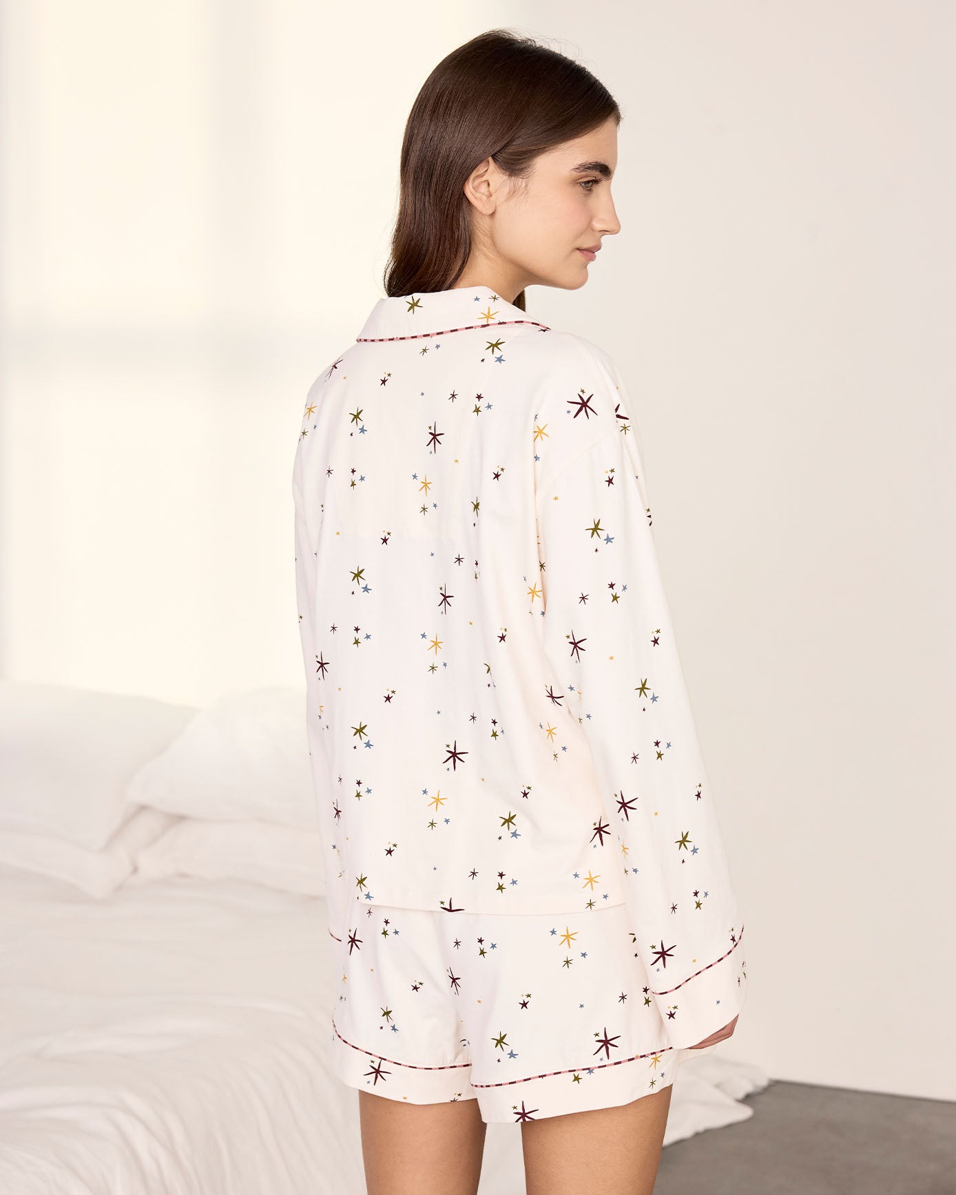 Organic Cotton Tie Front Starlight Print Short Pyjama Set