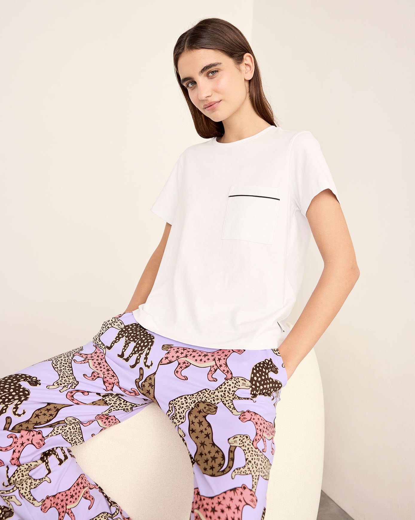Starry Leopard Print Long Pyjama Set
