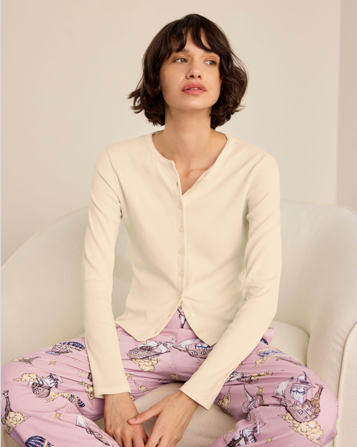 Organic Cotton Giraffe Cloudhopper Print Long Pyjama Set