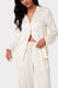 Satin Lace Trim Long Pyjama Set - Ivory