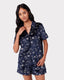 Velour Navy & Silver Foil Star Print Short Pyjama Set