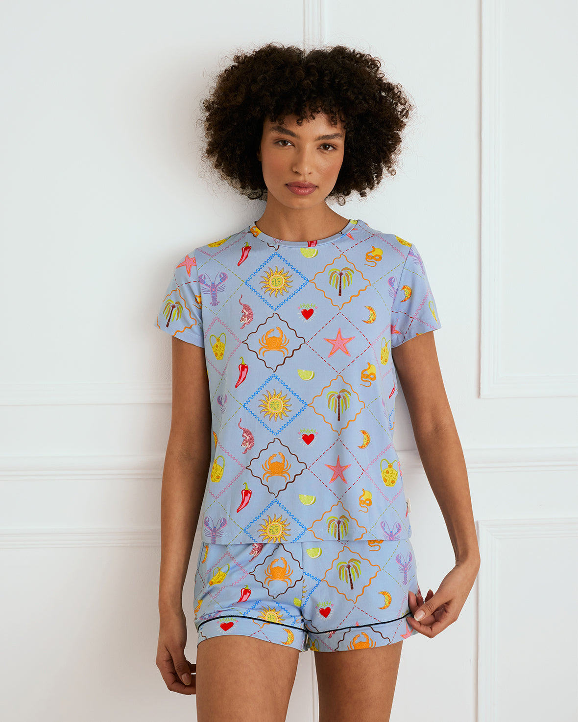 Patchwork Beach Print Short Pyjama Set