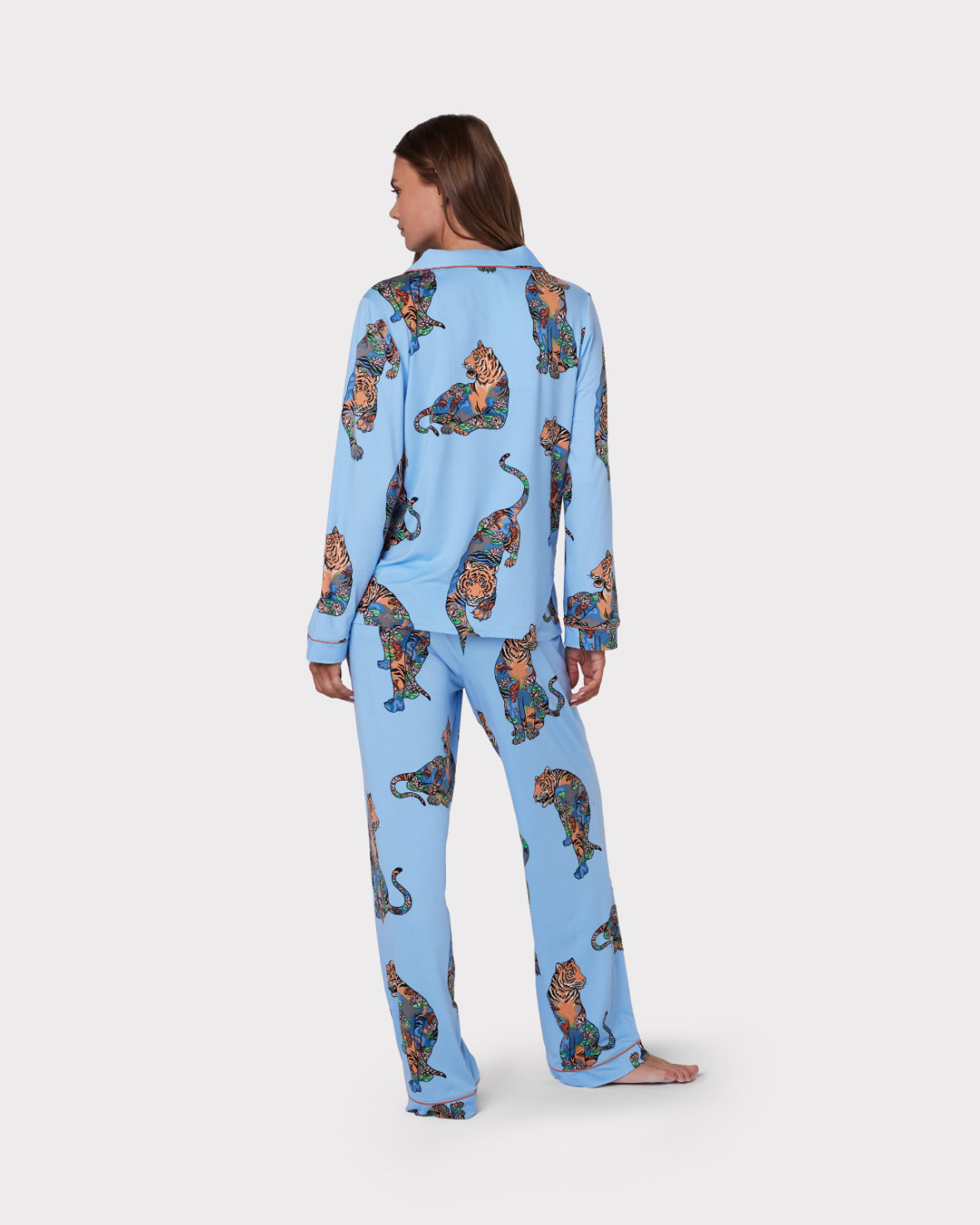 Lotus Tiger Print Long Pyjama Set - Blue